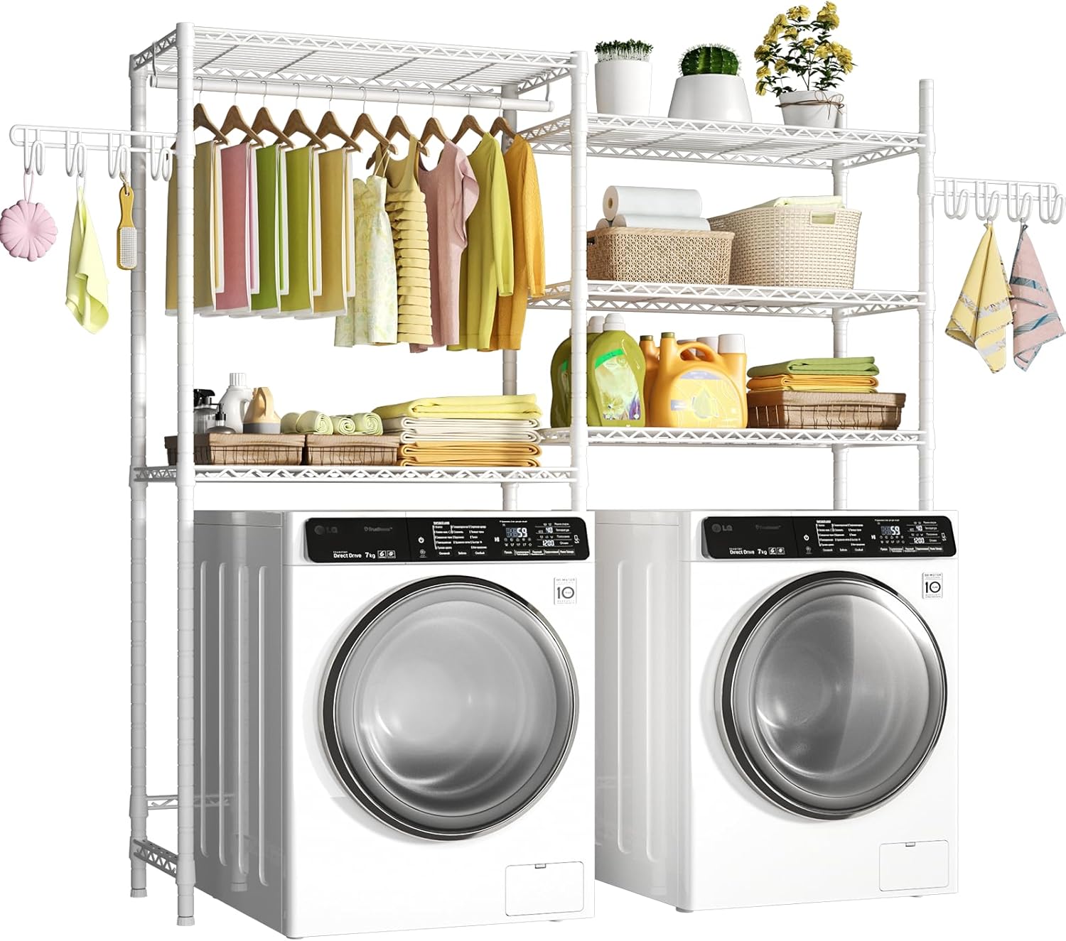 Ulif U6 Clothes Drying Rack, 5-Tier Over Washer and Dryer Laundry Room Storage and Organizer, Heavy-Duty Space Saver, 65.3