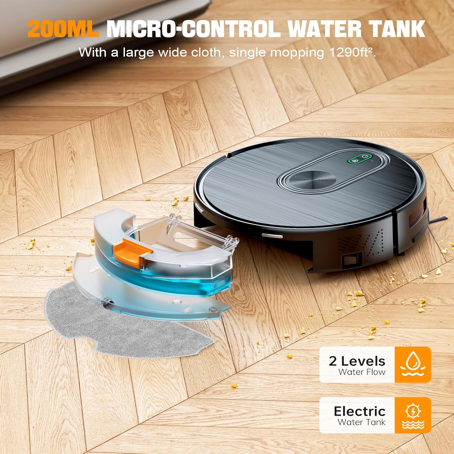 XIEBro 2 in 1 Robot Vacuum and Mop Combo, 6500Pa Suction, Robotic Vacuum Cleaner with 200 Min Runtime, Self-Charging, App/Alexa/Voice Control, Ideal for Hard Floor, Pet Hair, Carpet