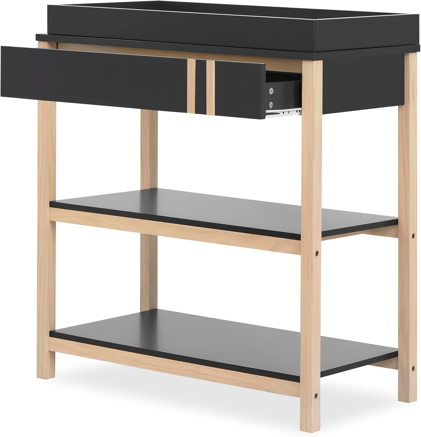 Dream On Me Soho Baby Changing Table in Matte Black Vintage, Crafted with Sustainable New Zealand Pinewood, BSA & Greenguard Gold Certified, Portable Changing Table