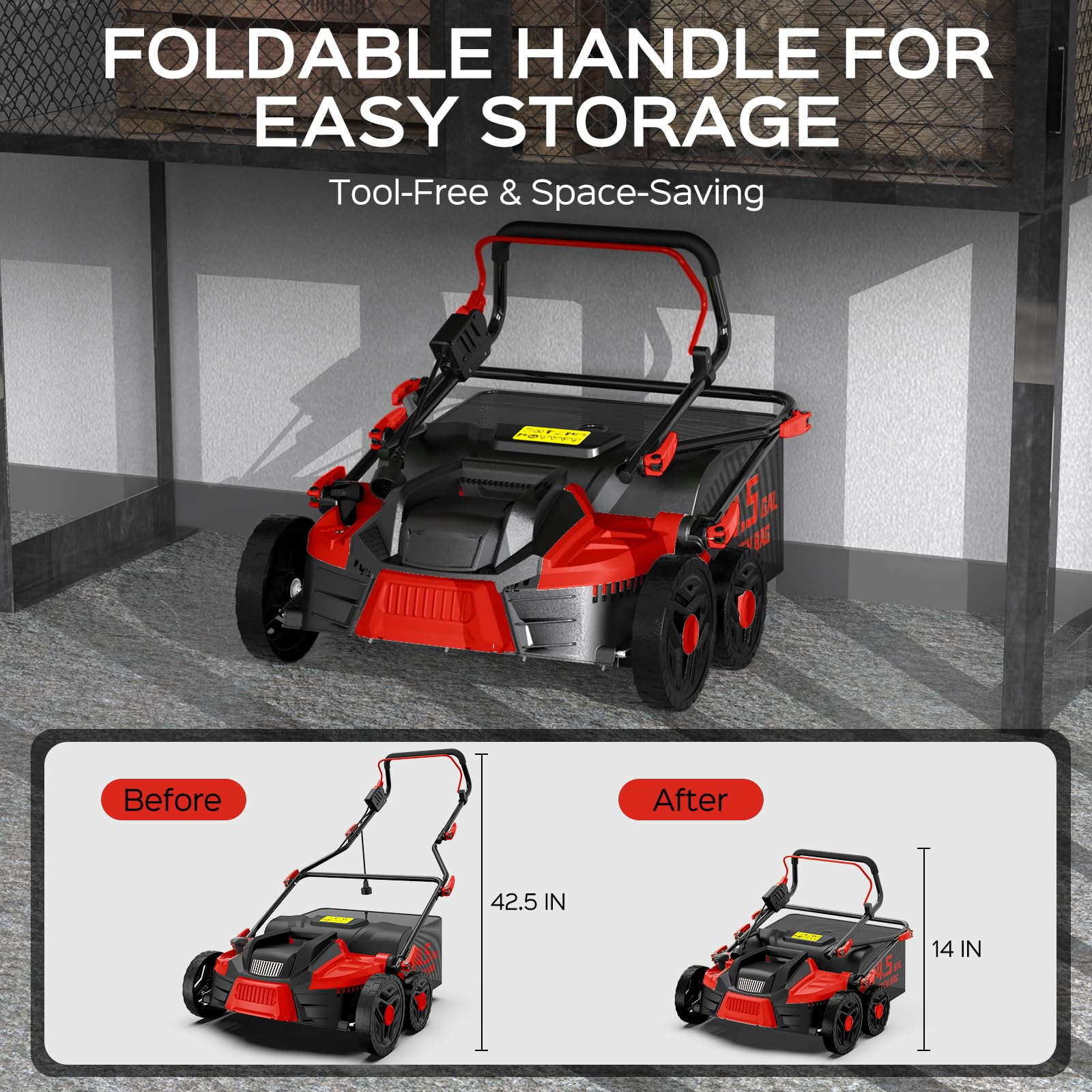 TIECTOWN 16-Inch Electric Dethatcher & Scarifier, 15.5 Amp