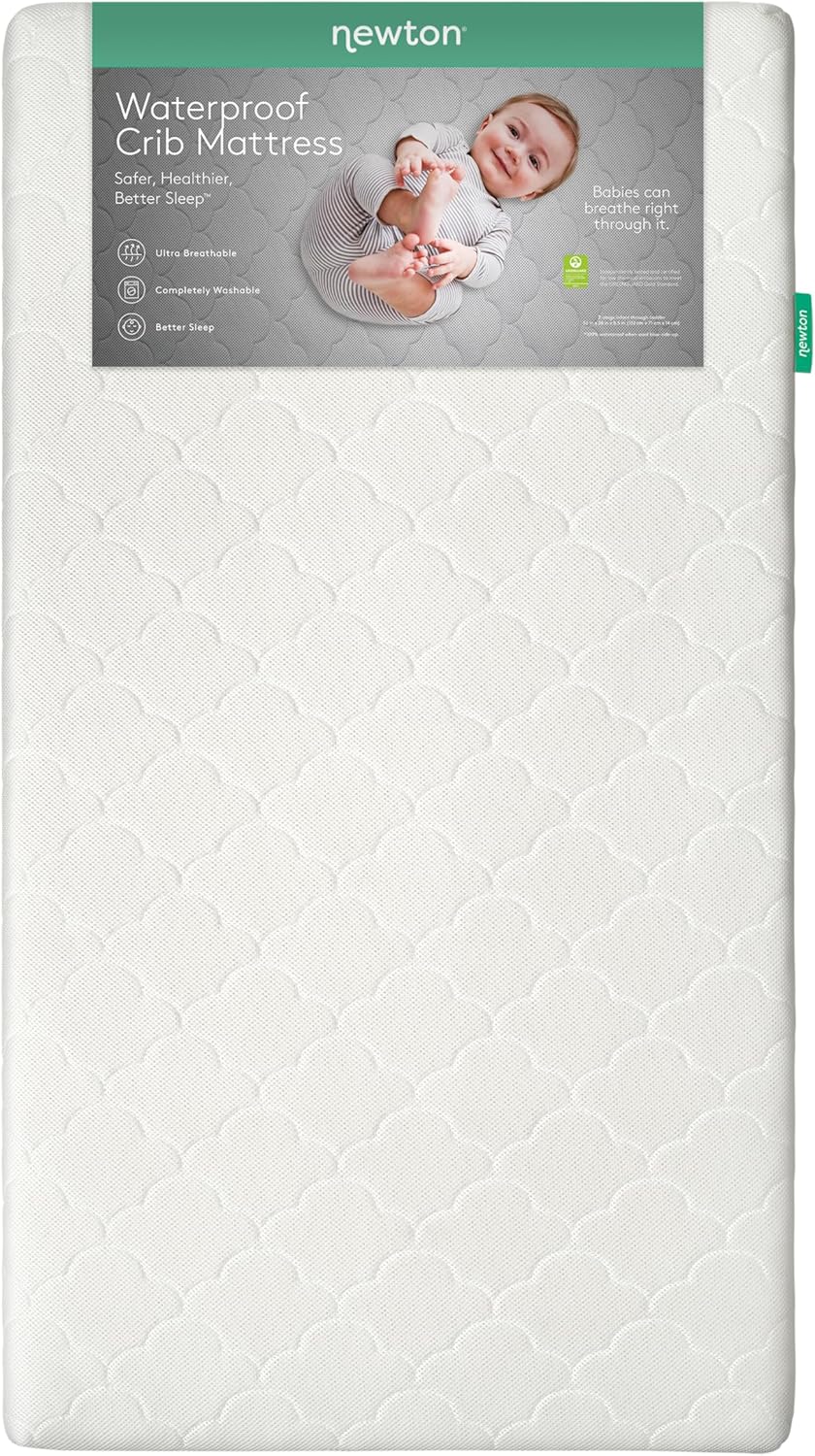 Newton Baby Waterproof Crib Mattress and Toddler Bed - Ultra-Breathable Proven to Reduce Suffocation Risk, Washable Core & Cover, All-Stages, Infant to Toddler, Deluxe 5.5