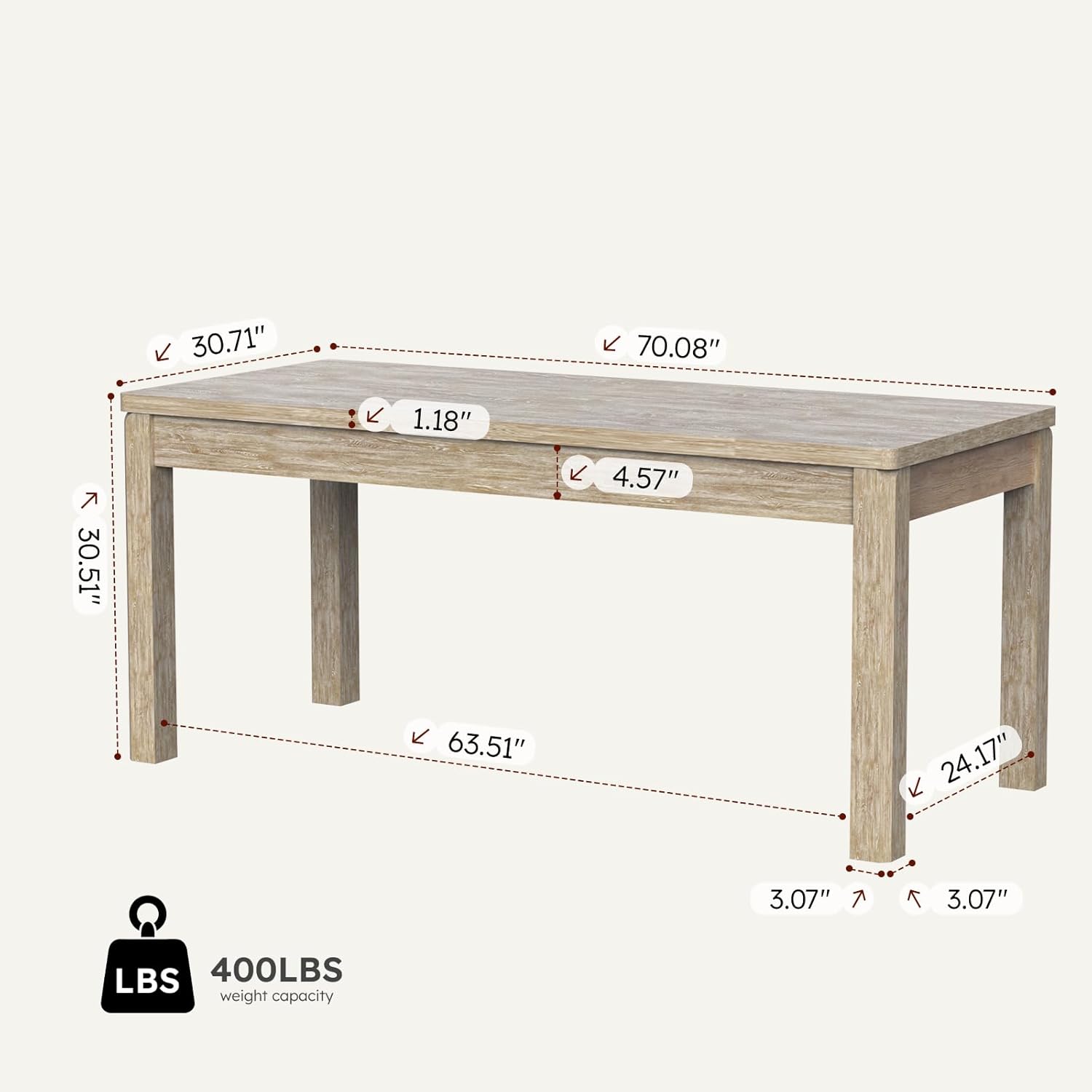 Farmhouse Dining Table, 70