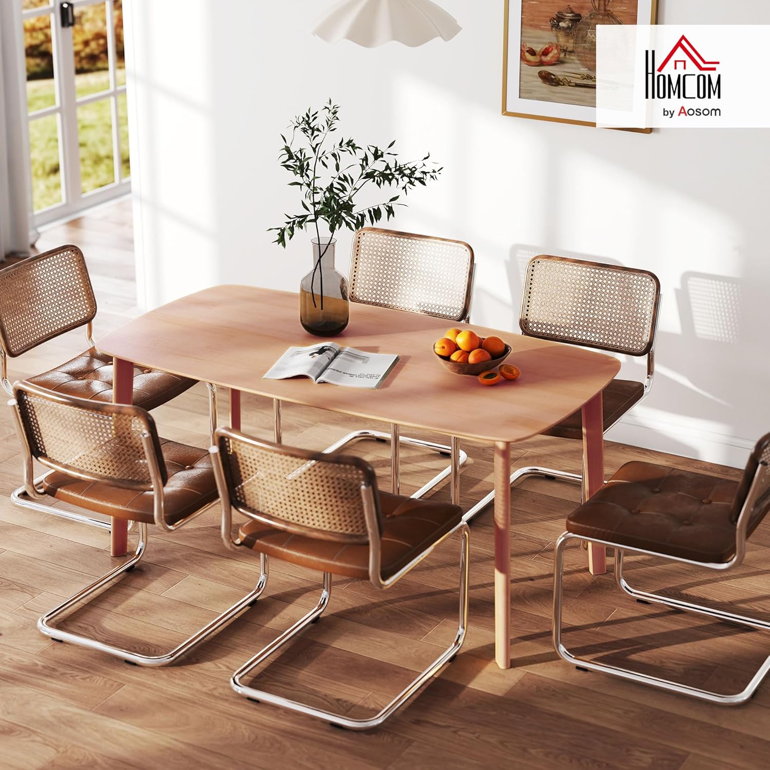 HOMCOM Solid Wood Dining Table for 6 People, 47