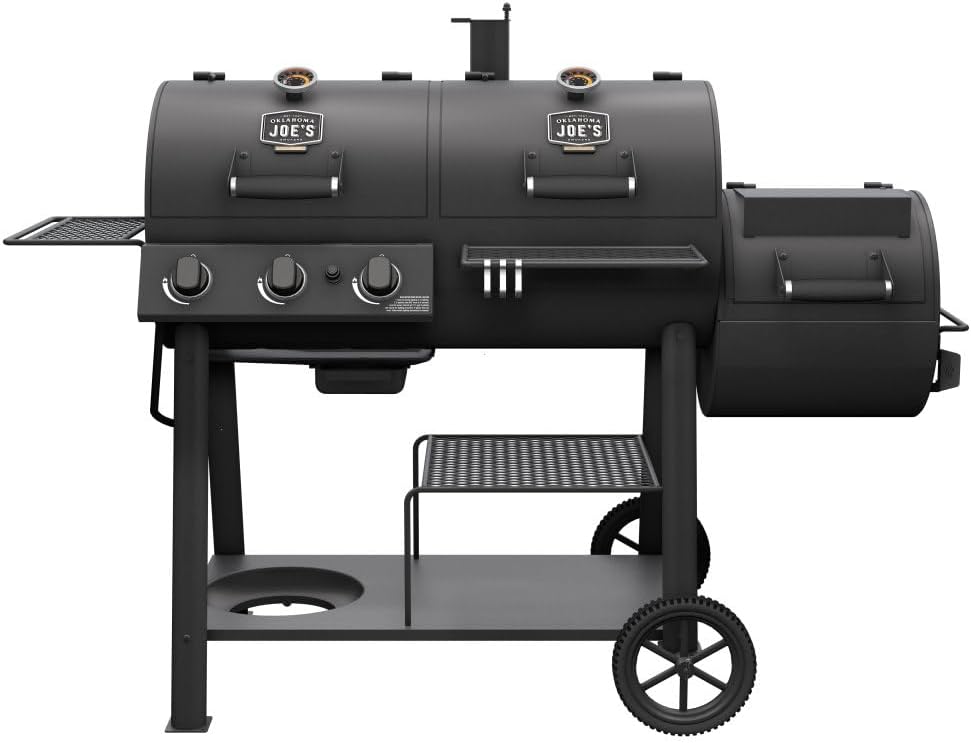 Oklahoma Joe's Canyon Combo Dual Fuel 3-Burner Propane Gas and Charcoal Smoker and Grill with 1031 sq. in. Cooking Area in Black