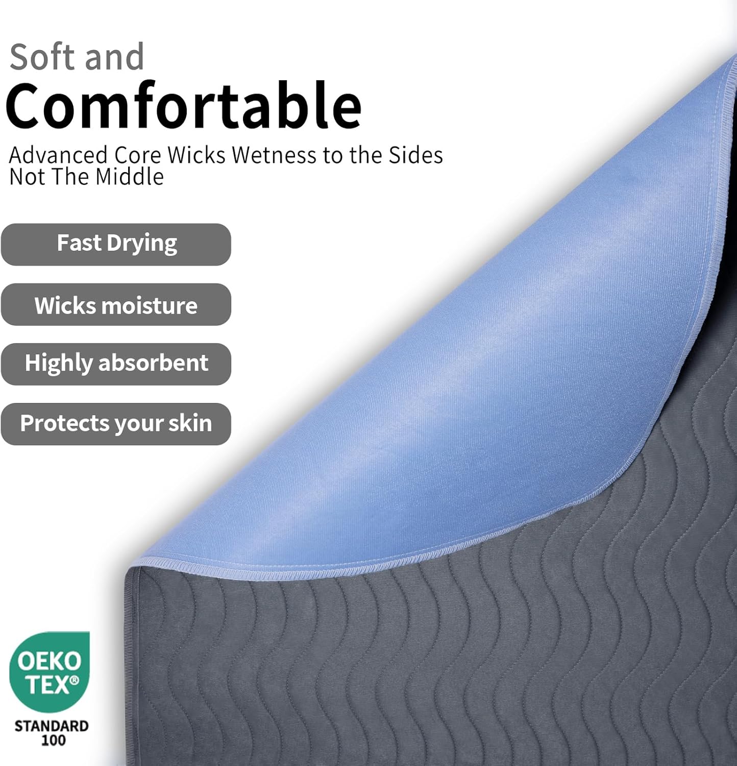 Accompagner Incontinence Bed Pads Washable Waterproof, Ultra-Absorbent Reusable Underpads for Diaper Changing, Nursing, Bedridden, Adults, Seniors, Kids and Dogs (Dark Gray, 36