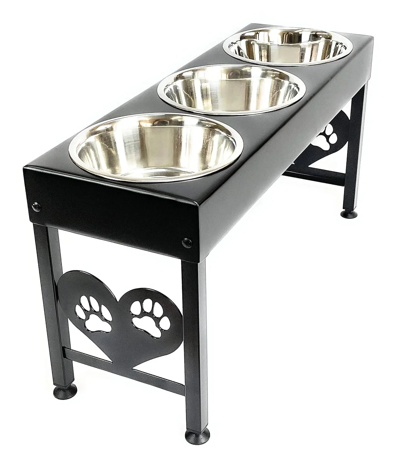 Pet Feeding Station Triple 3-Quart Metal Dog Bowl 16