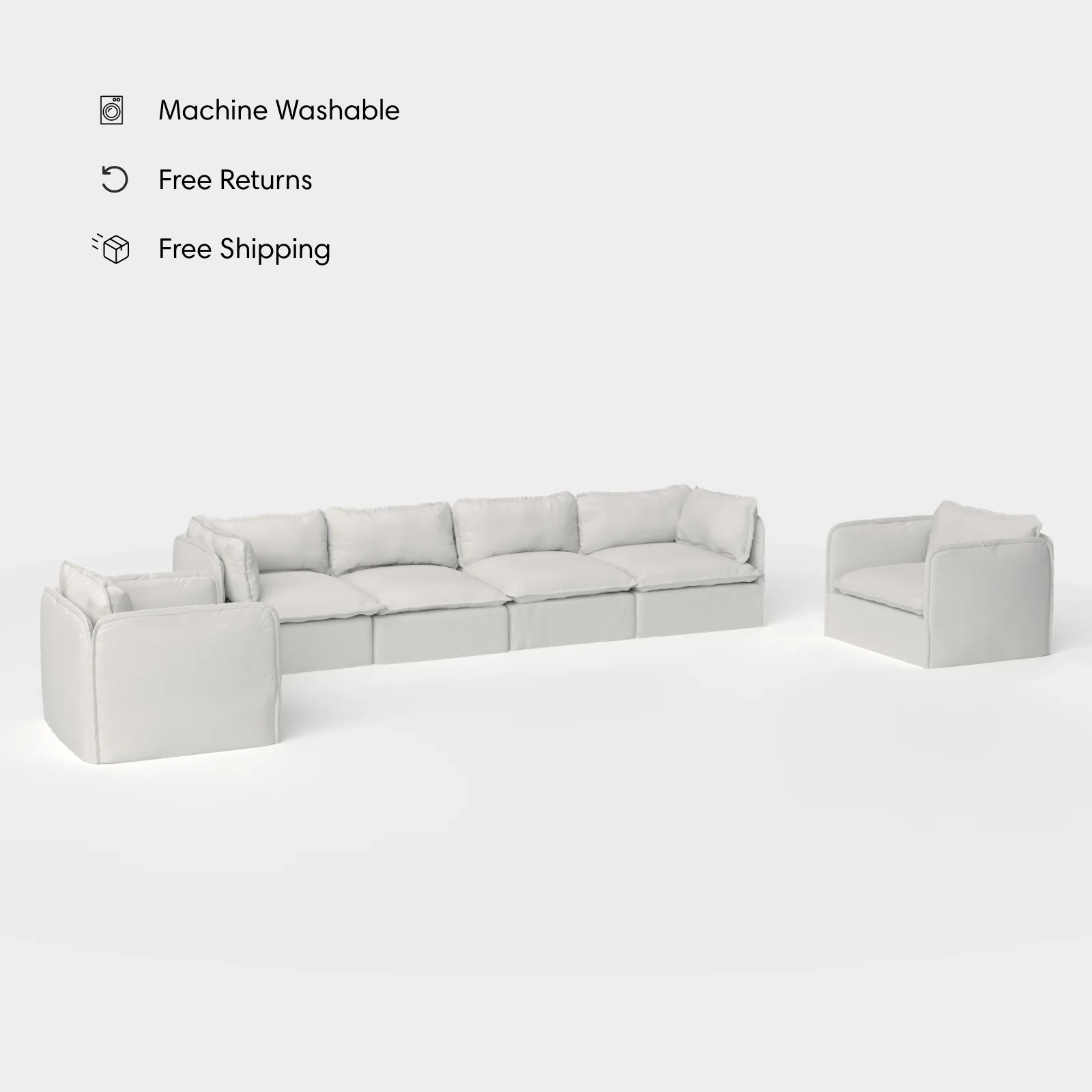 Modular Outdoor Washable 4-Seater Sofa + Armchair Set | Nano Slubweave in Mist