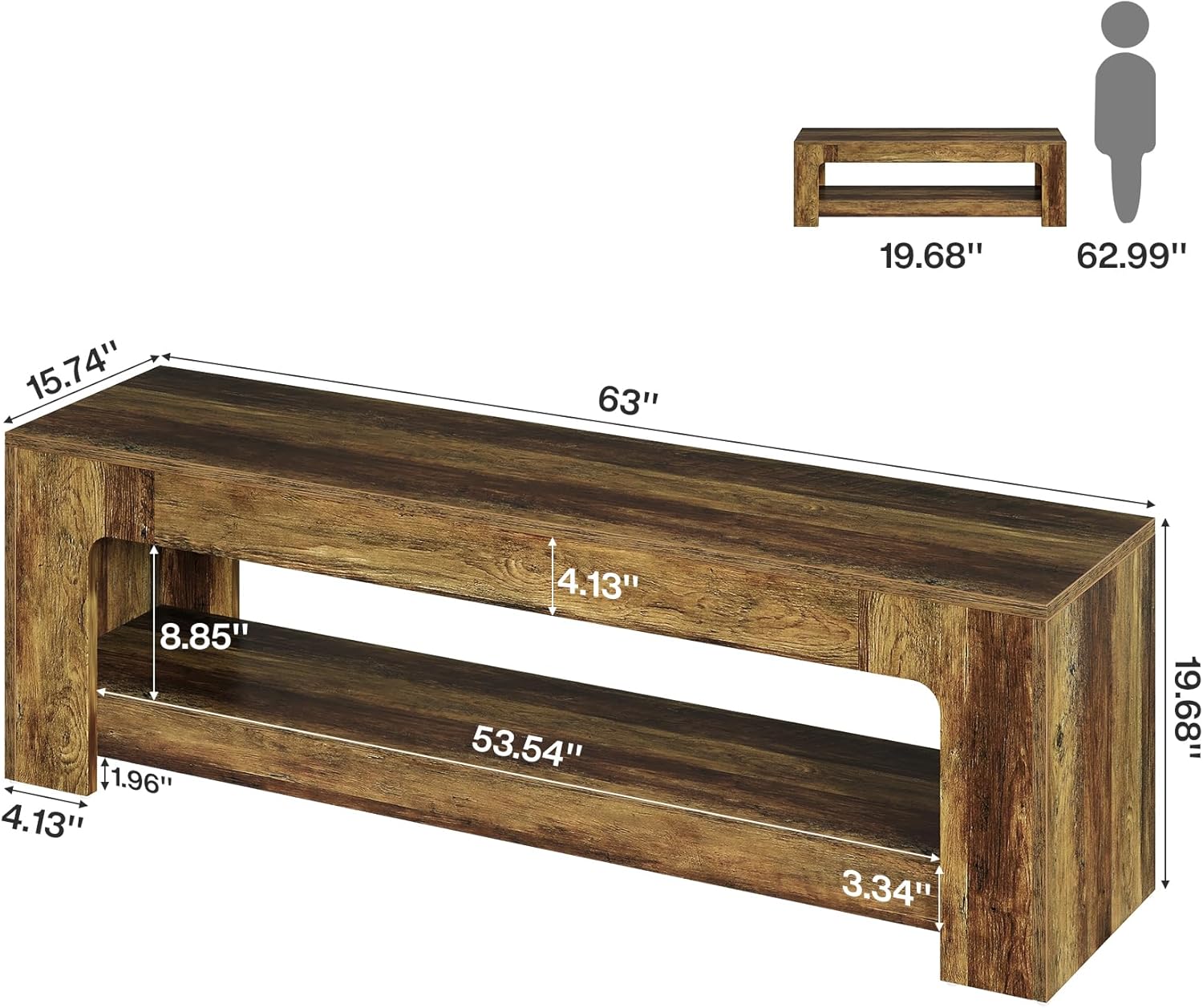 Tribesigns TV Stand for Living Room for 55/60/65/75-Inch TVs, Farmhouse Rustic TV Console with Storage Shelves, 63