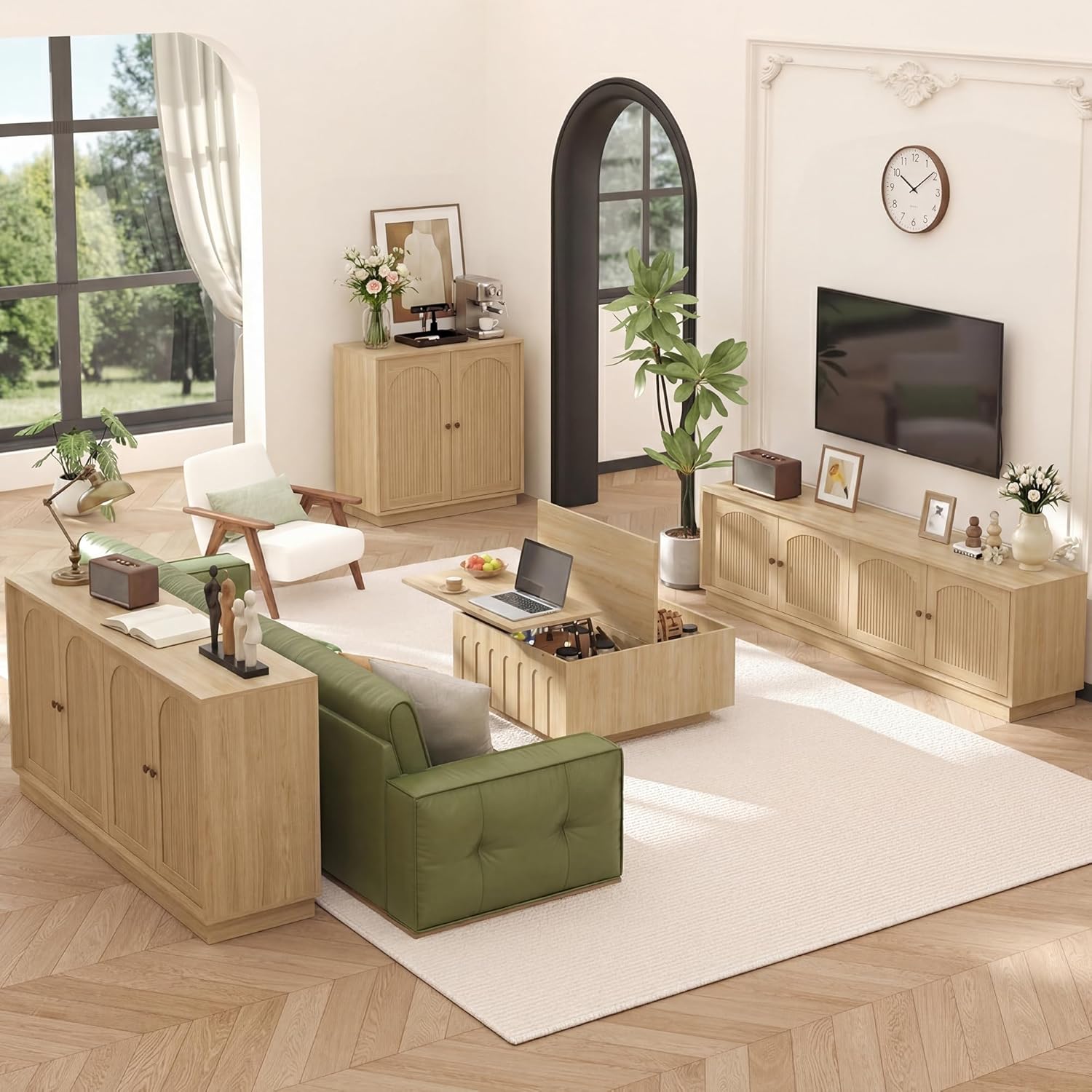 4-Piece Modern Living Room Set with 63