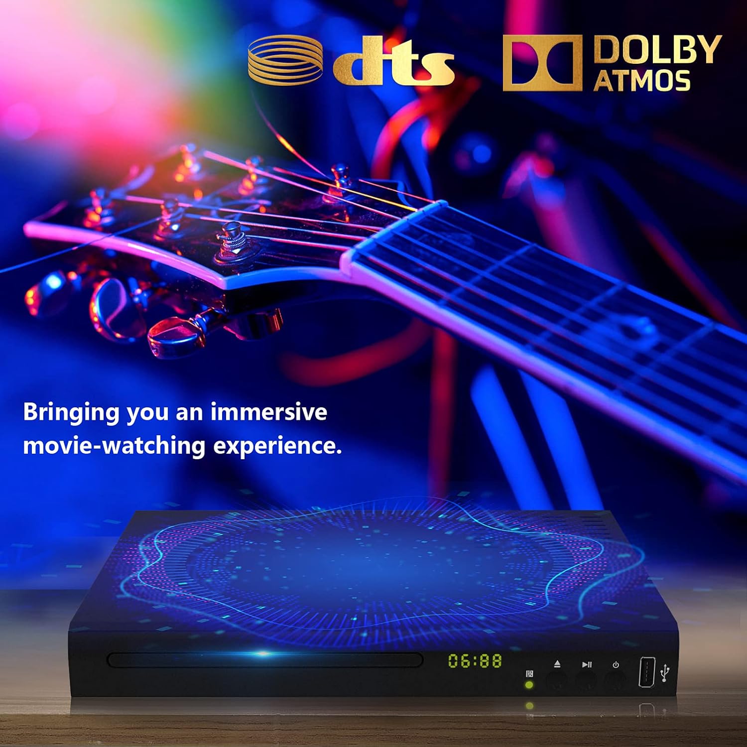 Blu Ray DVD Player, 1080P Home Theater Disc System, Play All DVDs and Region A 1 Blu-Rays, Support Max 128G USB Flash Drive + HDMI/AV/Coaxial Output + Built-in PAL/NTSC with HDMI/AV Cable