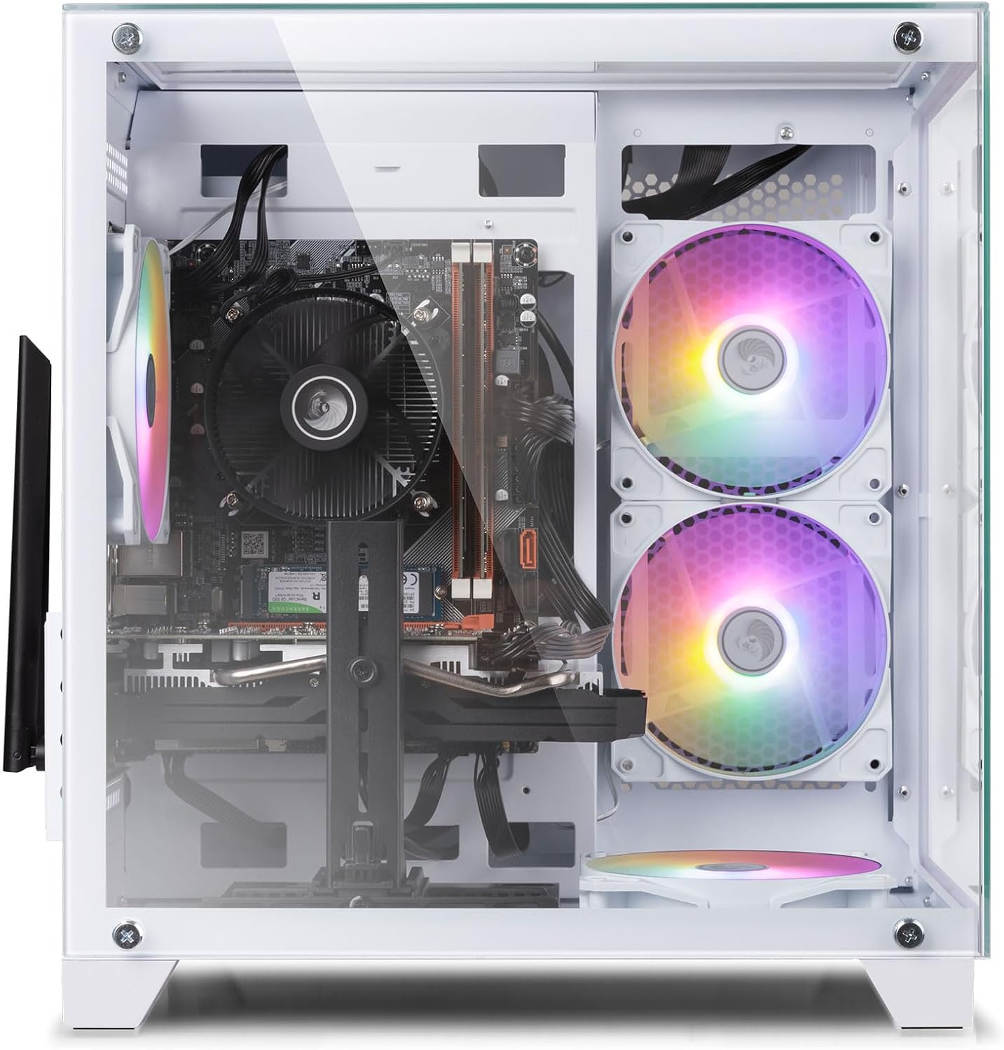 Gaming PC Desktop, Intel i7-4770, Radeon RX 550 4G, 16GB RAM, 512GB SSD, RGB Fans, White Prebuilt Gaming Computer with Keyboard & Mouse, Windows 11