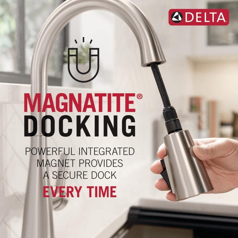 Delta Essa Oil Rubbed Bronze Bar Sink Faucet with Pull Down Sprayer, Modern Single Hole Prep Sink Faucet, Single Handle, Venetian Bronze 9913-RB-DST