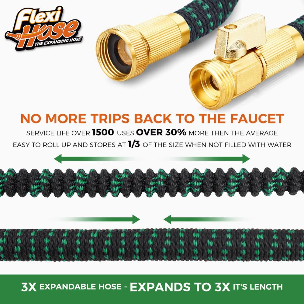 FLEXI HOSE Expandable Garden Hose 75FT with 8 Function Nozzle