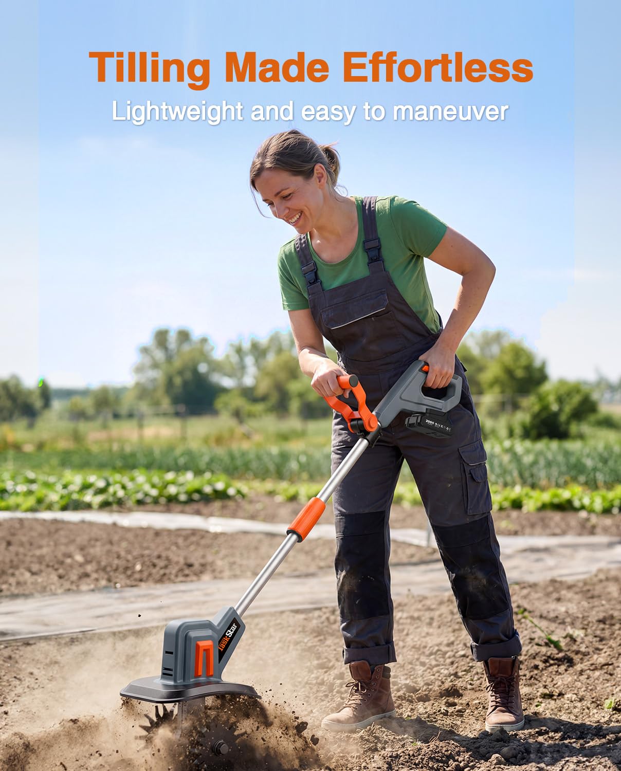 TASKSTAR Cordless Garden Tiller Cultivator - 21V Electric