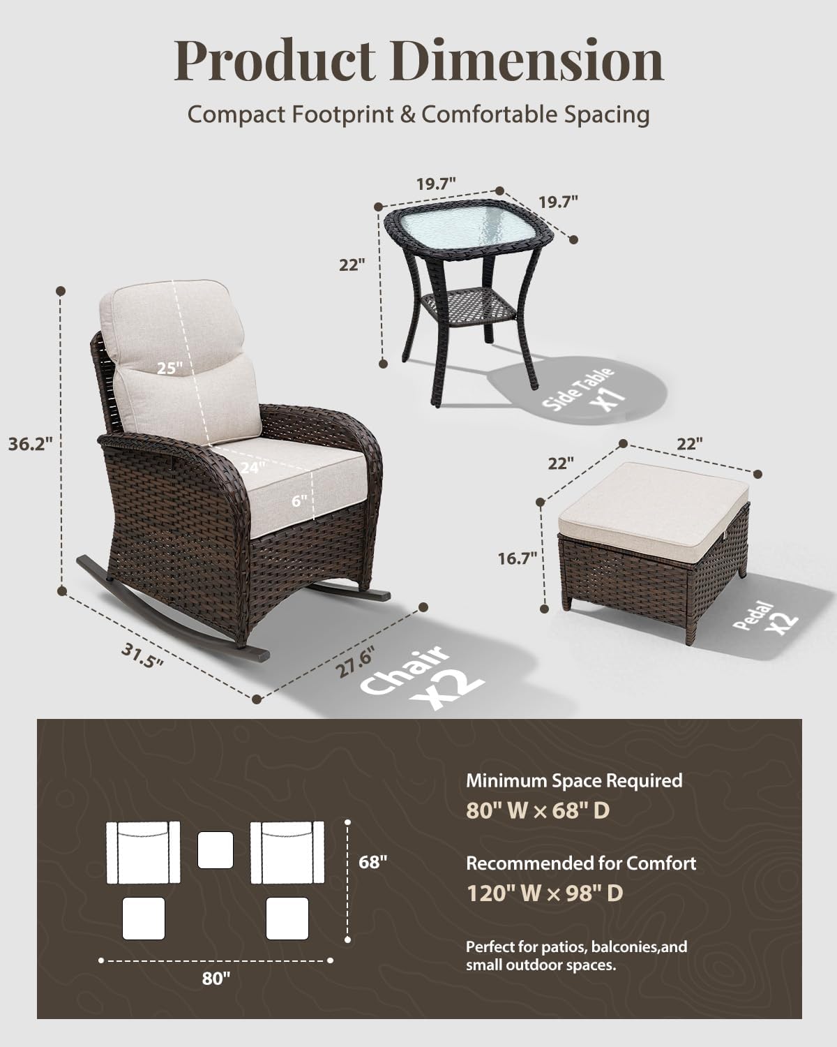 Luxury Patio Furniture Set with 6