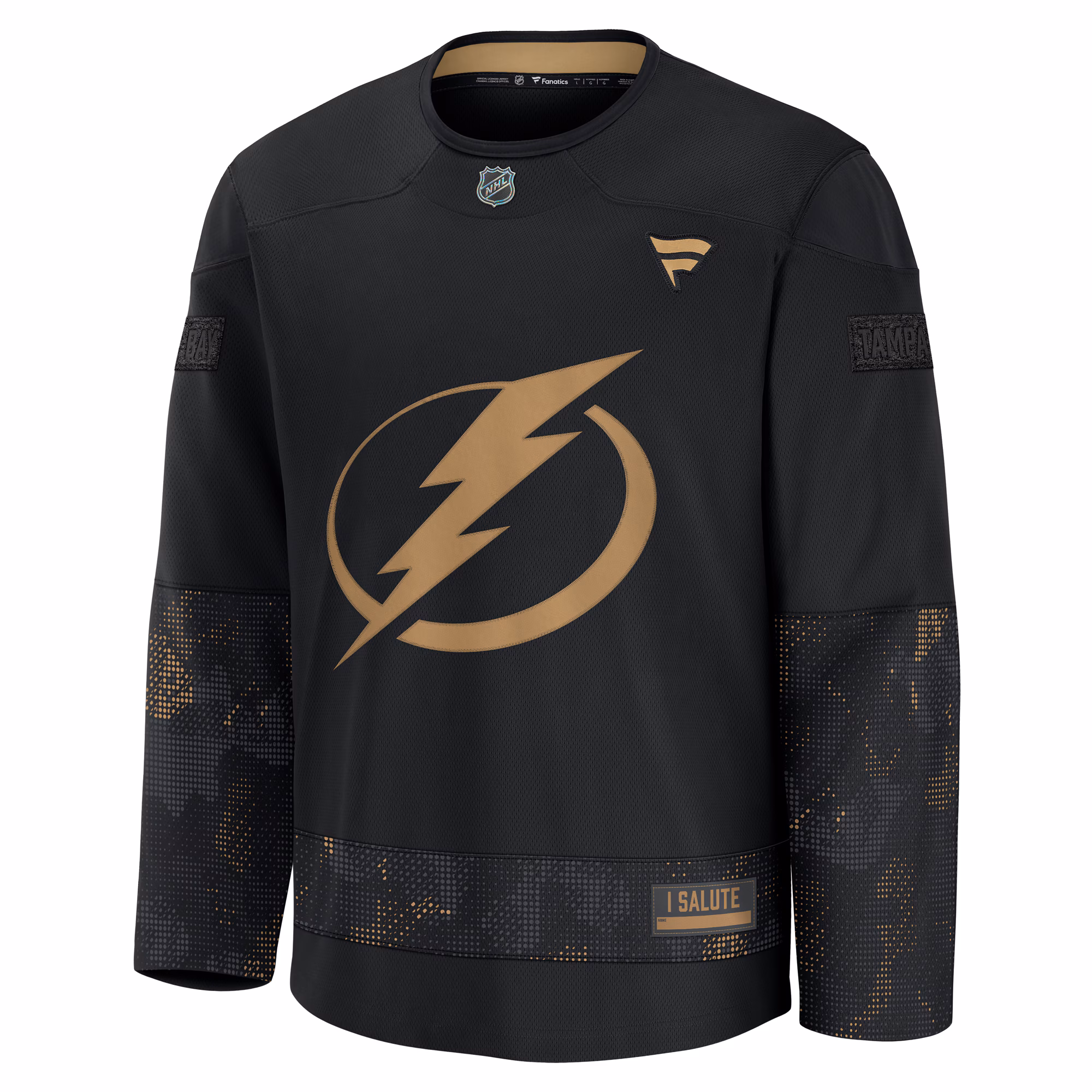 Tampa Bay Lightning Fanatics 2024 Military Appreciation Practice Jersey - Black