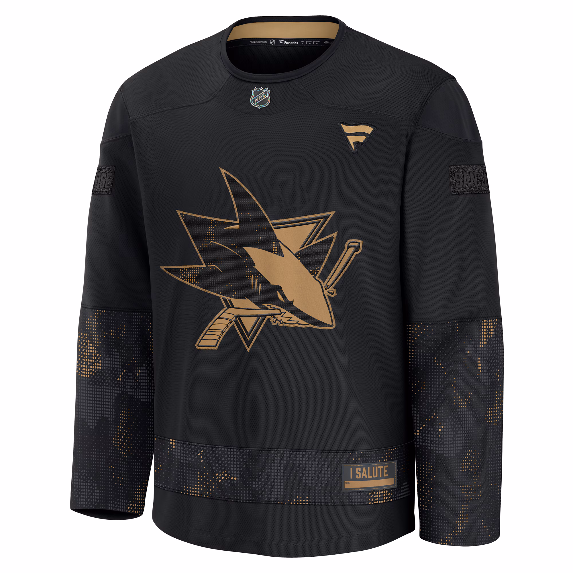 San Jose Sharks Fanatics 2024 Military Appreciation Practice Jersey - Black