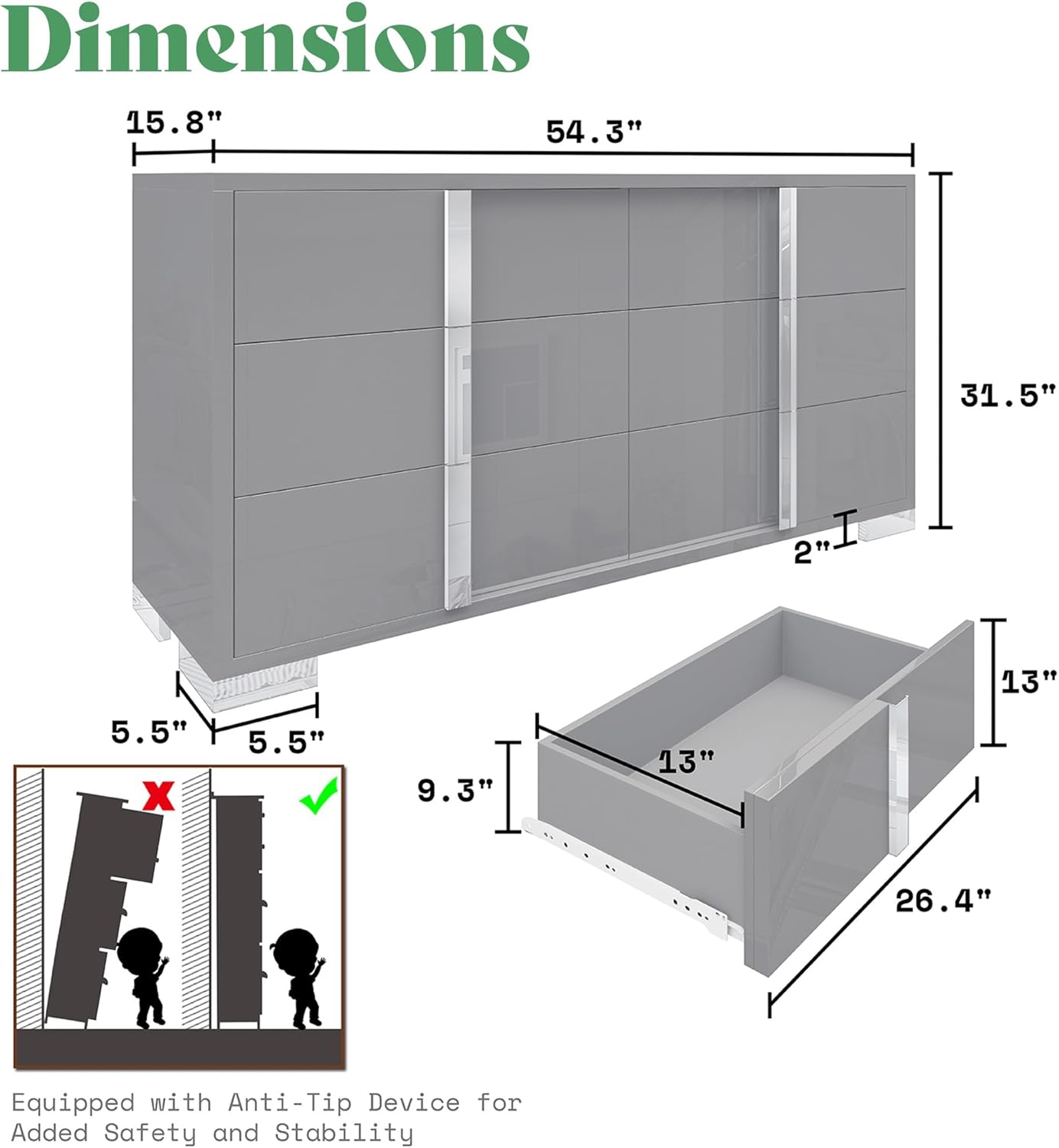 AMERLIFE 3 Piece Bedroom Set, Two 23.6