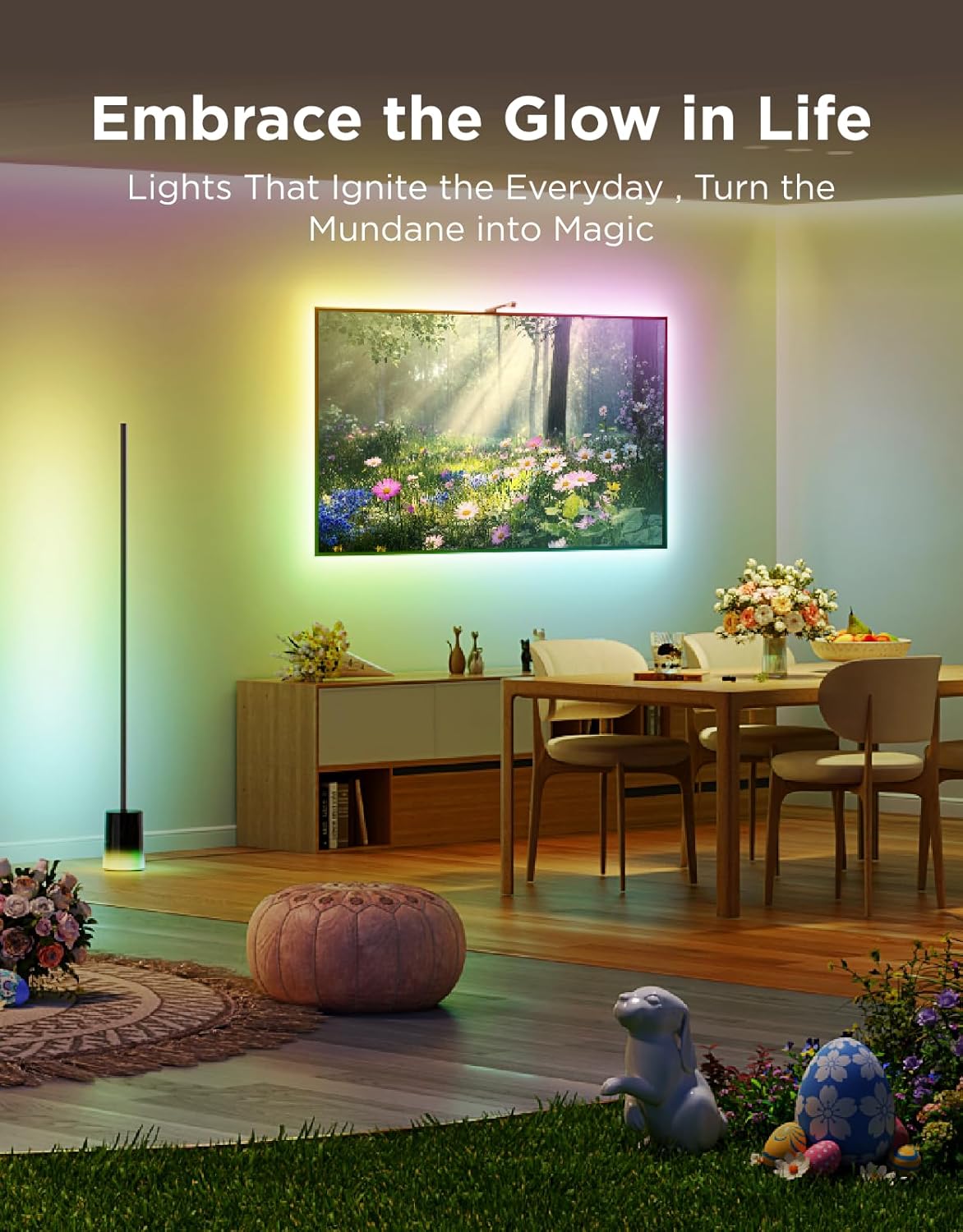 Govee Floor Lamp 2, RGBIC, Warm Cool White LED, Compatible with SmartThings, Matter, Alexa, 1725lm, Music Sync, Scene Modes, Smart Floor Lamp for Living Room, Bedroom, Black(1 Pack)