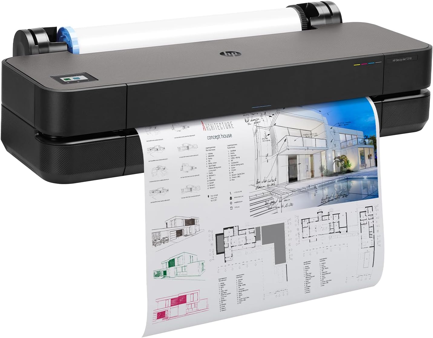 HP DesignJet T210 Large Format Color Plotter Printer - 24-inch, for Easy Wide Format CAD & Poster Prints (8AG32D)