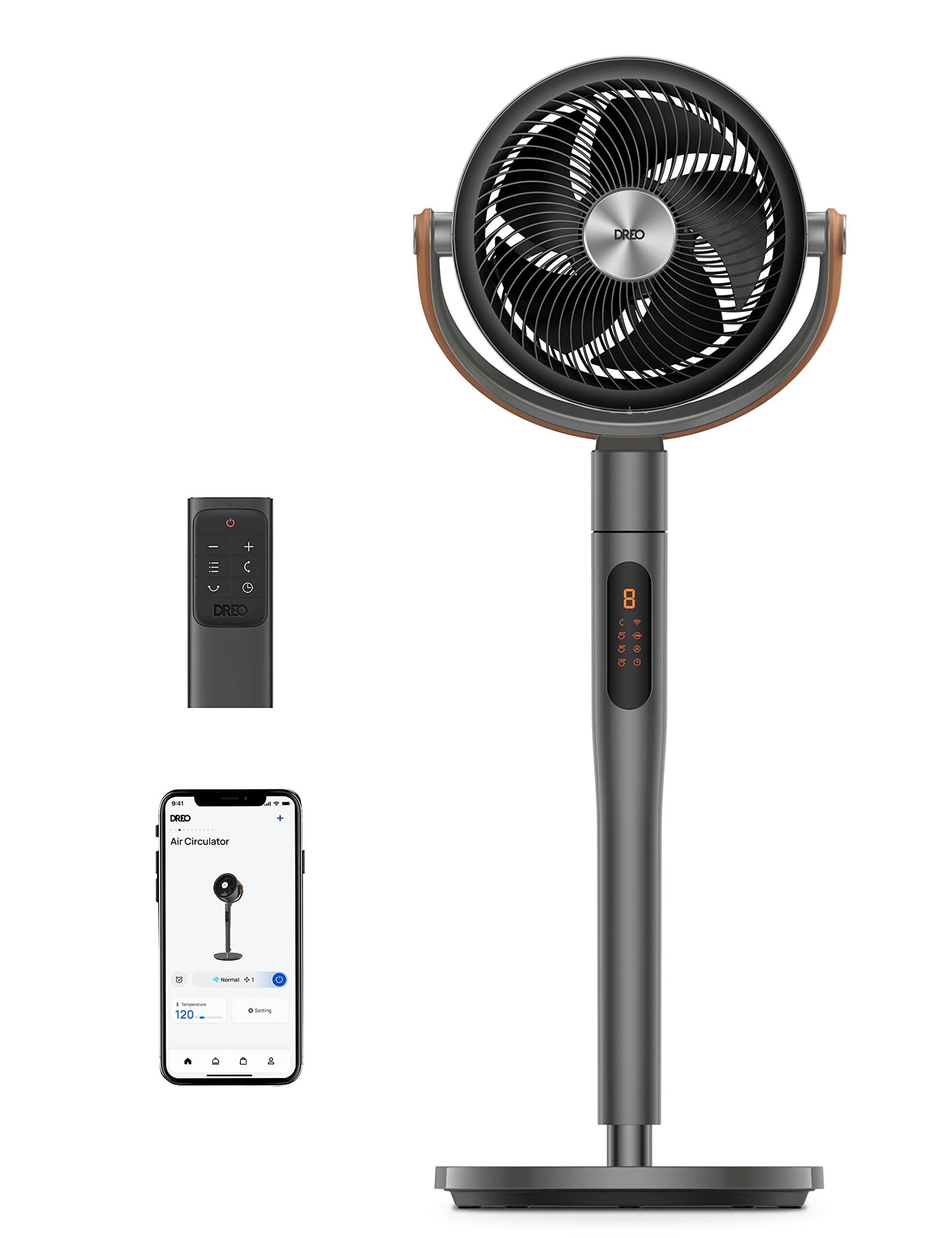 DREO Smart Fan for Bedroom - 120° Oscillating, Wi-Fi, Remote