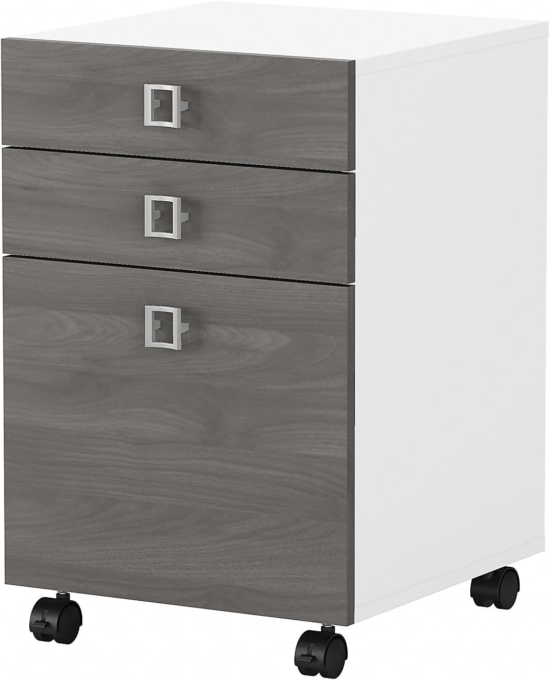 Bush Business Furniture Echo 3 Drawer Mobile File Cabinet in Pure White and Modern Gray