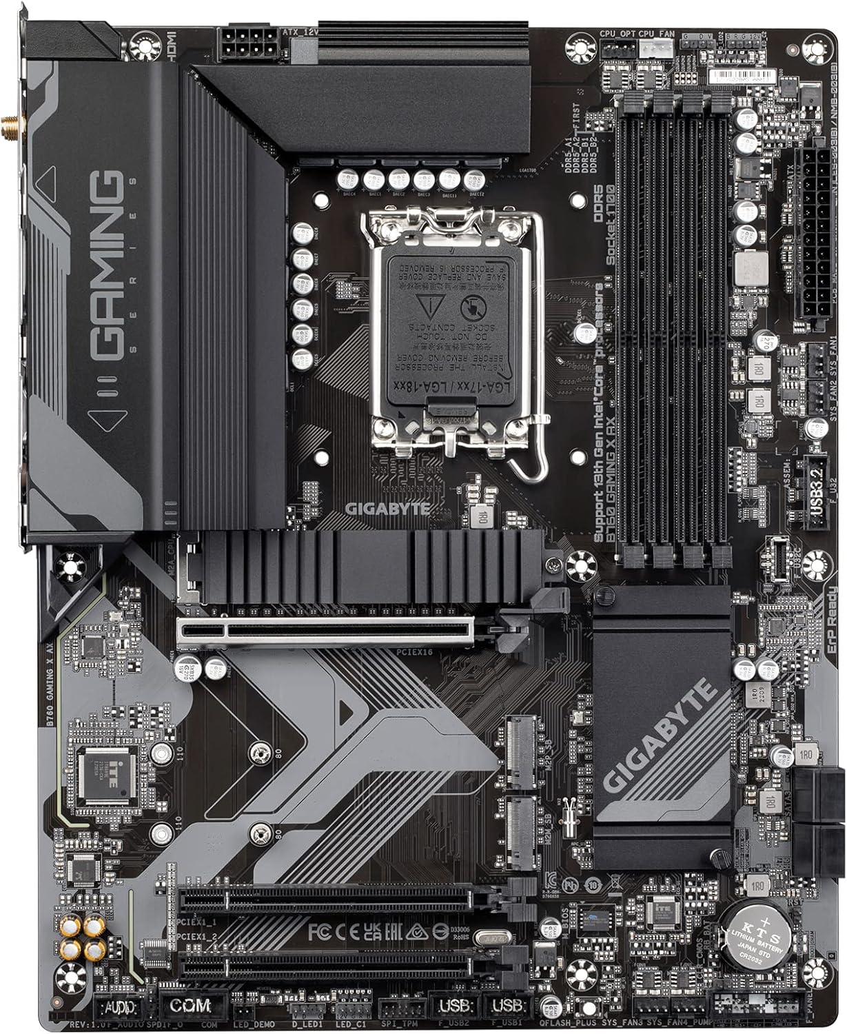 GIGABYTE B760 Gaming X AX (LGA 1700/ Intel/ B760/ ATX/DDR5/ M.2/ PCIe 4.0/ USB 3.2 Gen2X2 Type-C/AMD WiFi 6E/ 2.5GbE LAN/Q-Flash Plus/PCIe EZ-Latch/Motherboard)