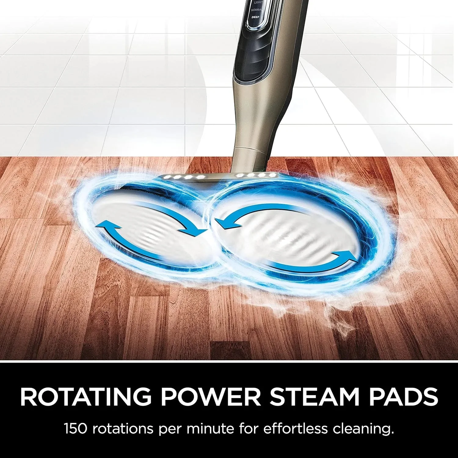Shark Steam & Scrub Mop, Gold – 3 Steam Modes, LED Headlights, 4 Washable Pads, For Sealed Hard Floors