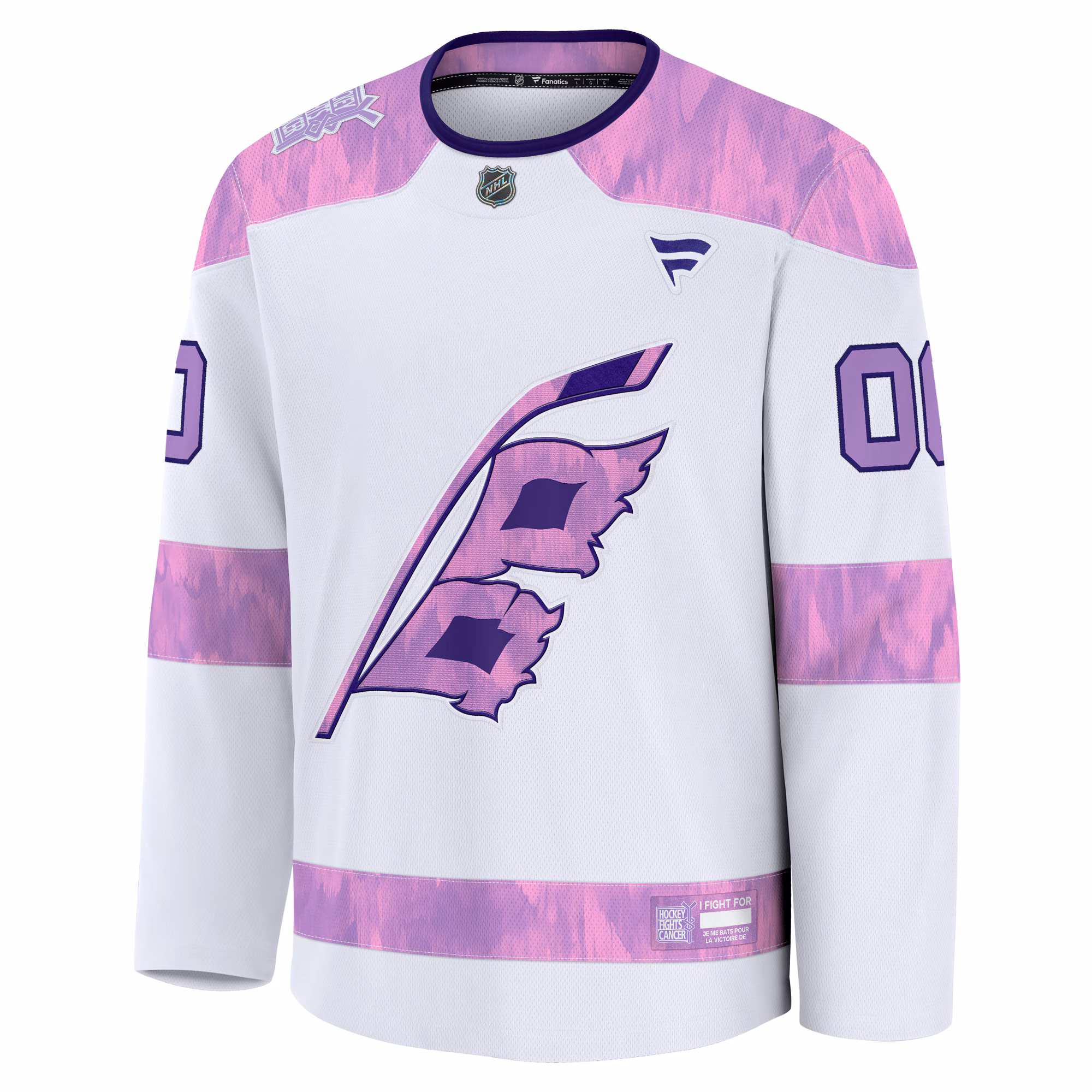 Carolina Hurricanes Fanatics 2024 Hockey Fights Cancer Custom Practice Jersey - White