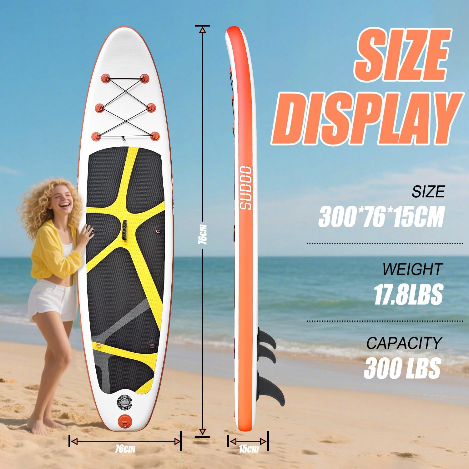 Inflatable Stand Up Paddle Board 10'x30'', Ultra-Light SUP Board with Backpack, Pump, Paddle, Coil Leash, 3 Fins, Repair Kit, Stable SUP with Non-Slip EVA Deck for Adults & Youth