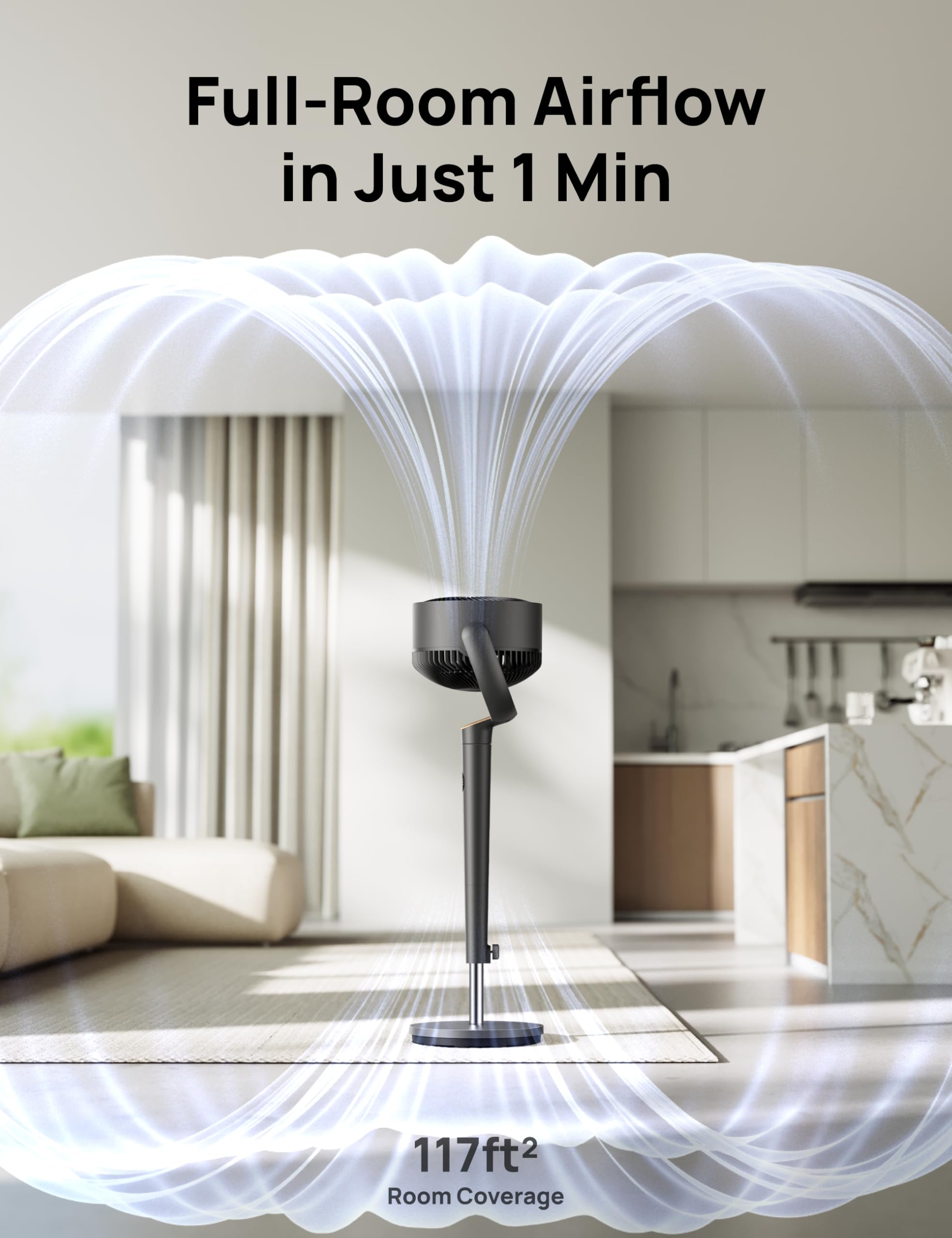 DREO Bed Fan with 120° Oscillation and 9 Speeds