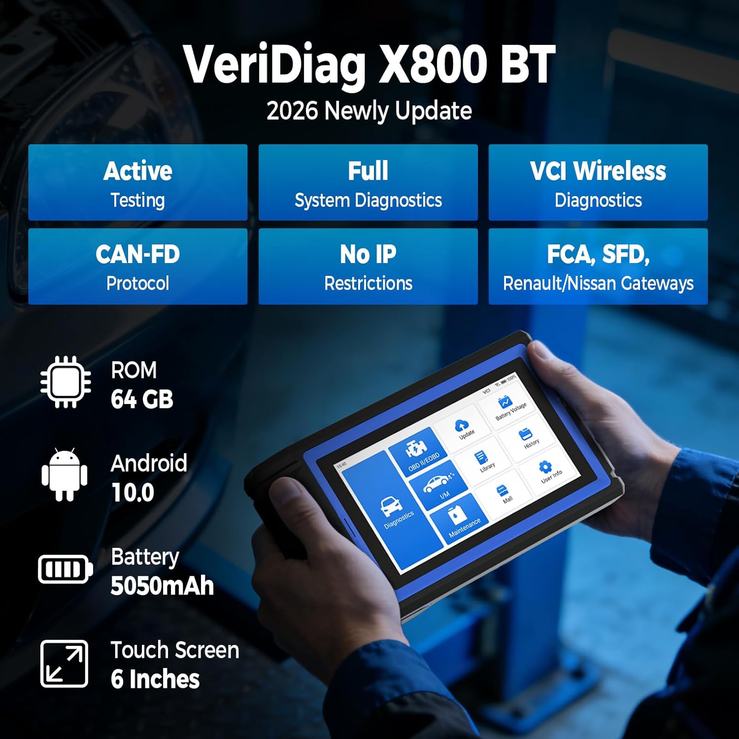 TOPDON VeriDiag X800 BT OBD2 Scanner, 2026 Upgraded Bidirectional Scan Tool with 34 Reset Services, Full System Wireless Automotive Diagnostic Tool, Active Test Scan Tool, 2 Years Free Update