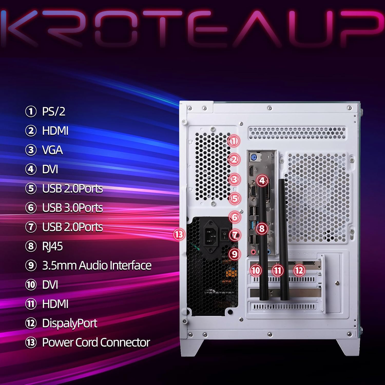 Gaming PC Desktop, Intel i7-4770, Radeon RX 550 4G, 16GB RAM, 512GB SSD, RGB Fans, White Prebuilt Gaming Computer with Keyboard & Mouse, Windows 11
