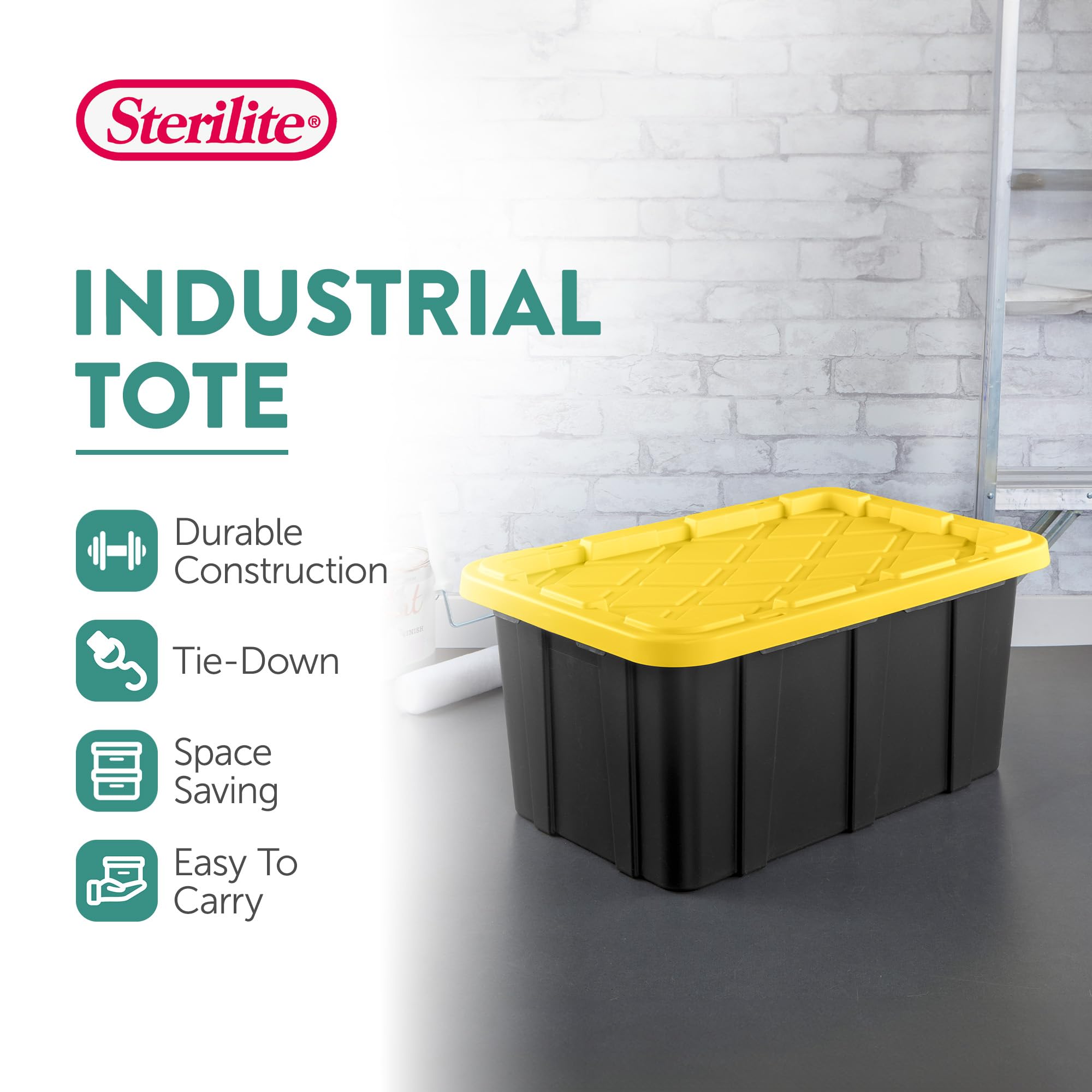 STERILITE 6-Pack Heavy-Duty Plastic Storage Tote Bins