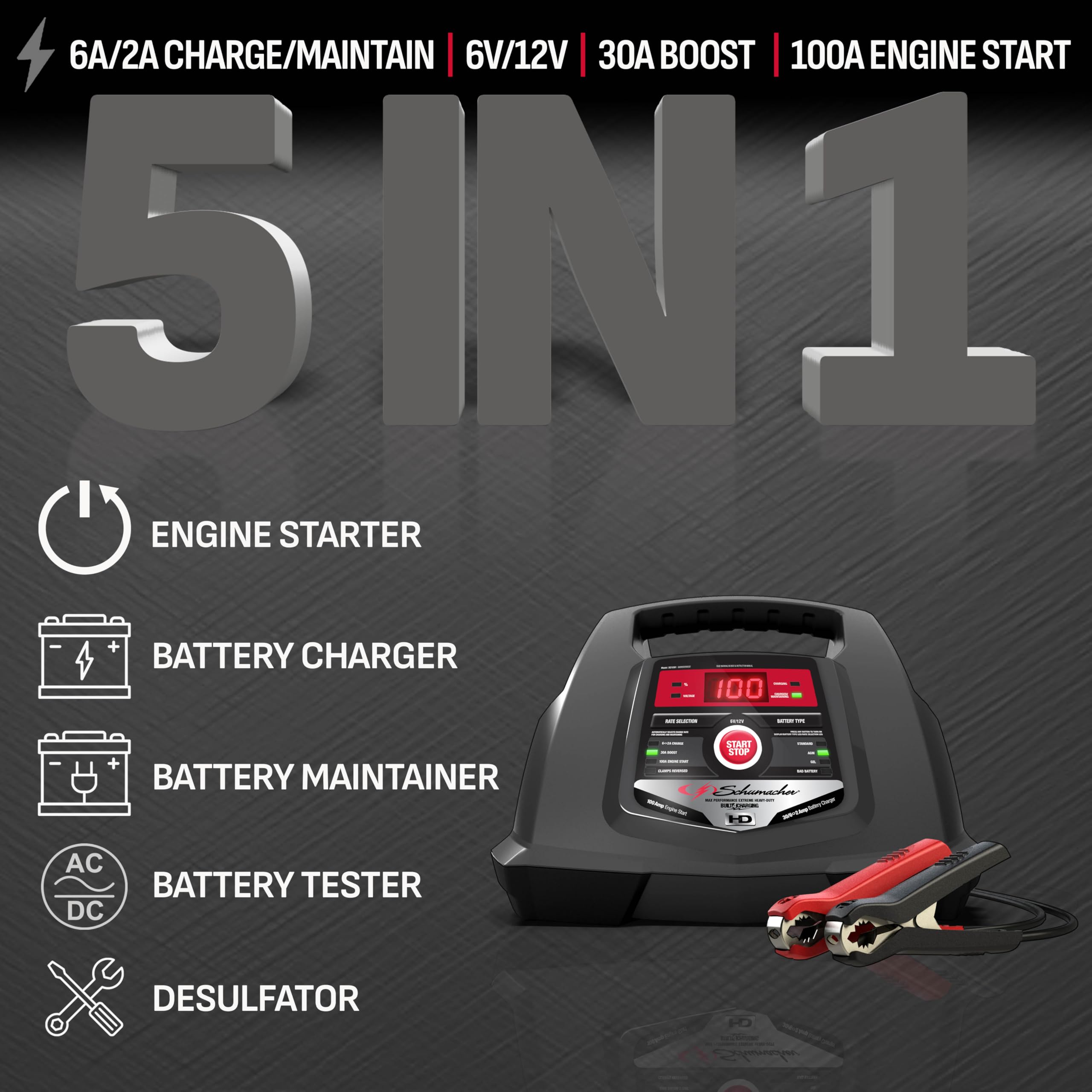 SCHUMACHER ELECTRIC 6A Car Battery Charger & 100A Engine Starter