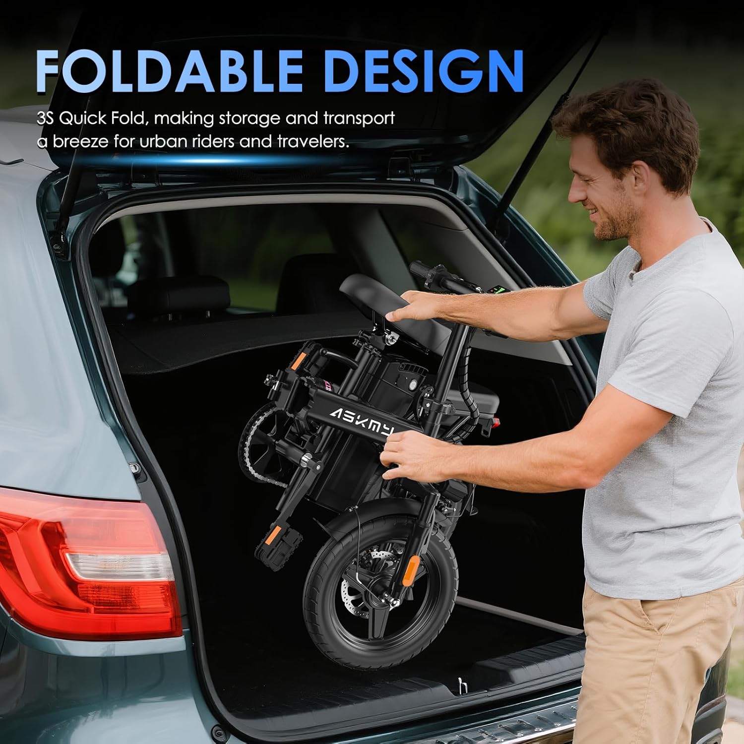 Foldable Electric Bike for Adults and Teens, 740W Peak Motor Ebike with 48V 10AH/20AH Removable Battery, 30-60 Miles PAS Range, 14