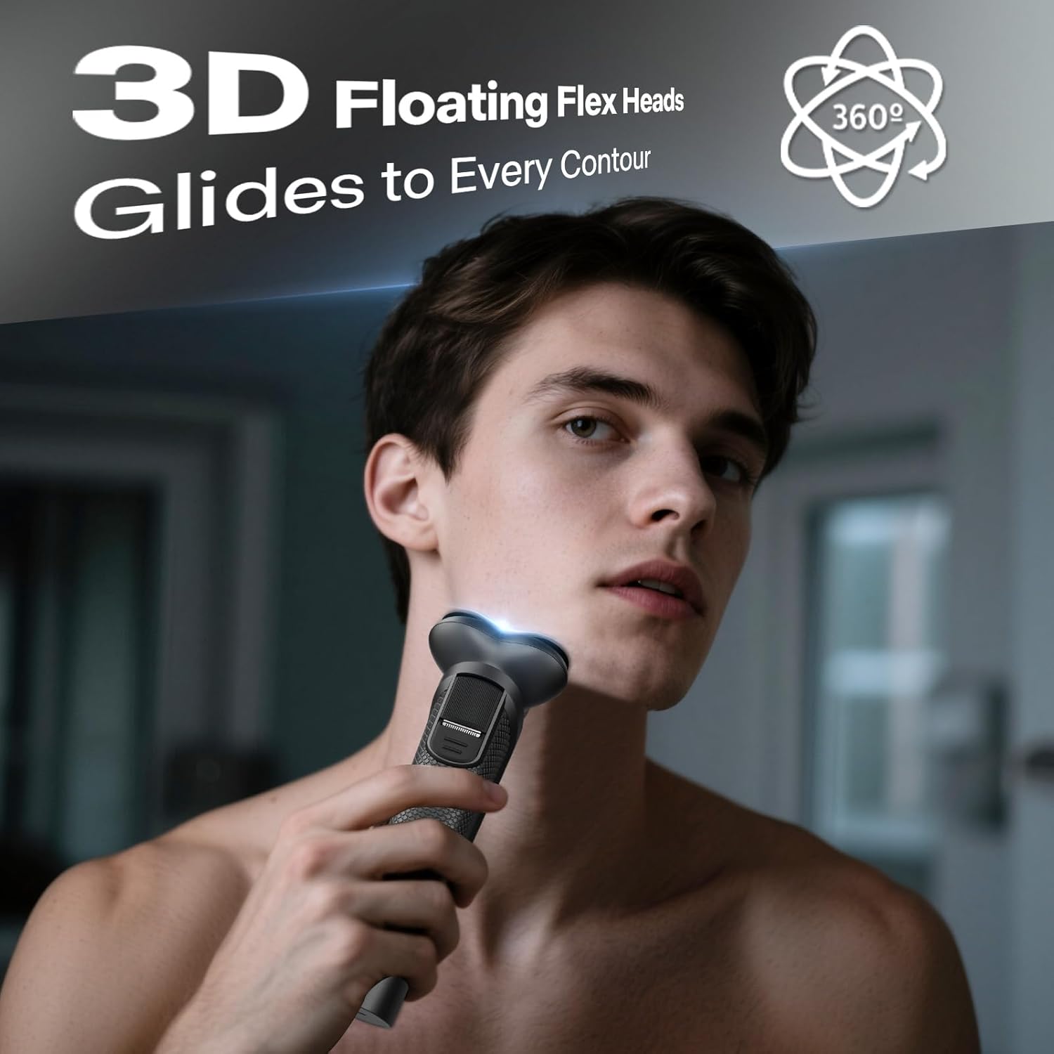 Electric Razor for Men, 3D Flex Blades with Pop-Up Trimmer, IPX8 Waterproof, Type-C Quick Charge, LED Display, Travel Lock, Wet & Dry Shave, Sleek Gunmetal