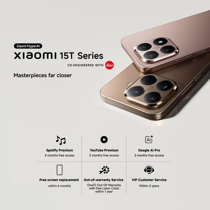 XIAOMI 15T PRO Ai 5G (Compatible with Tmobile Mint Tello & Global) (512GB + 12GB) NFC Global ROM Unlocked 50MP Triple Pro Leica Cam eSIM 6.83