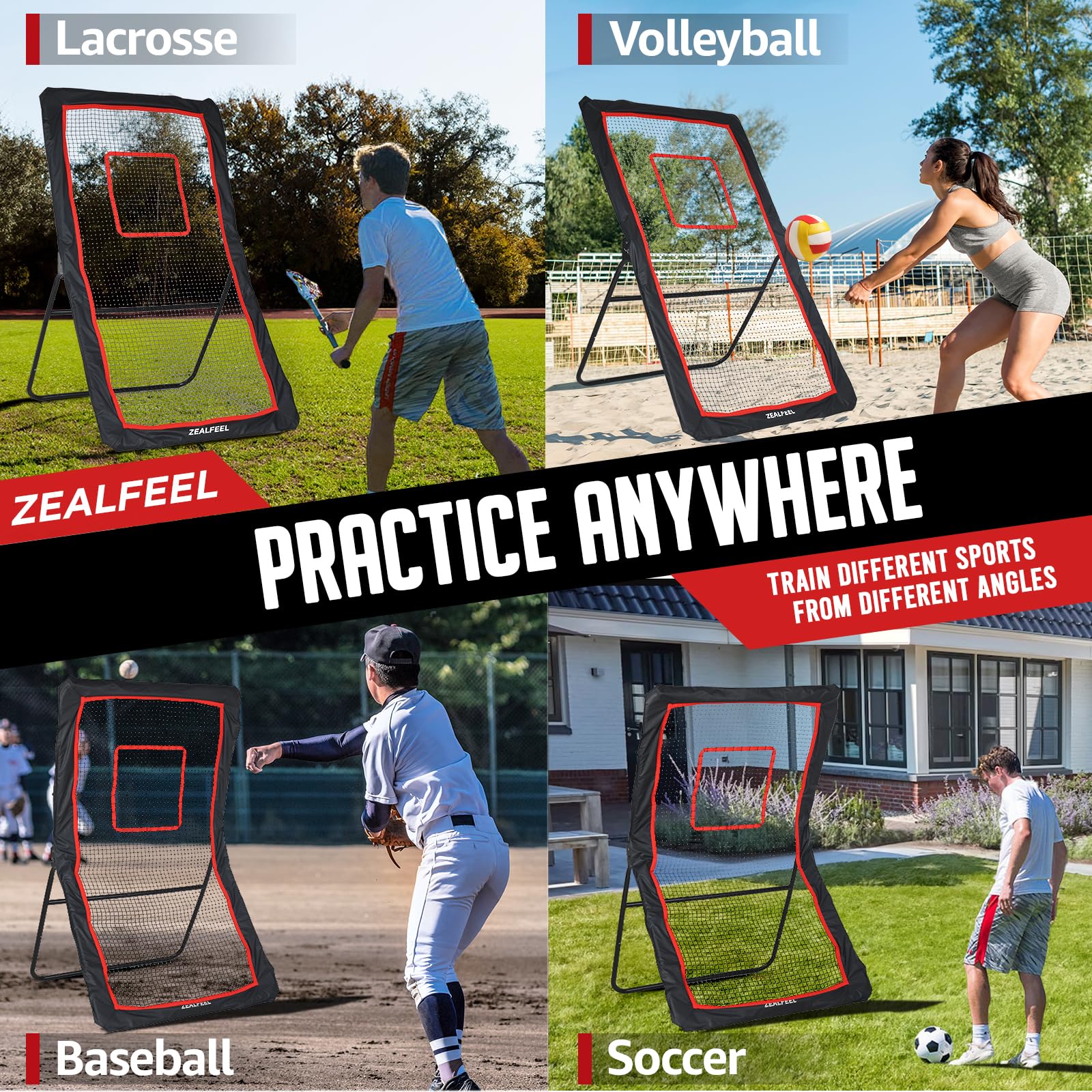 ZEALFEEL ZEALFEEL Lacrosse Rebounder - 4x7FT/4x6FT Net