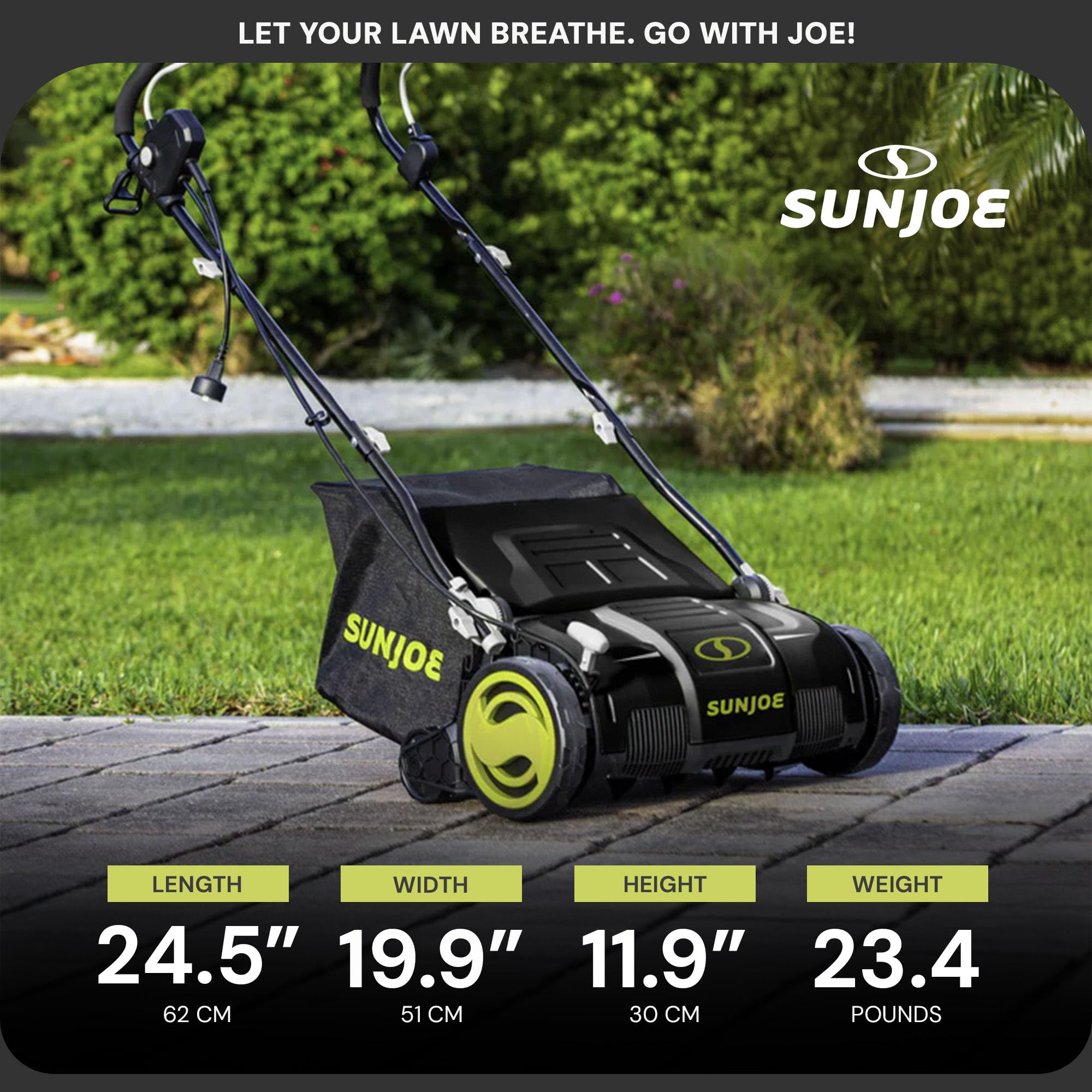 SUN JOE 15-Inch Electric Lawn Dethatcher with Scarifier Blade