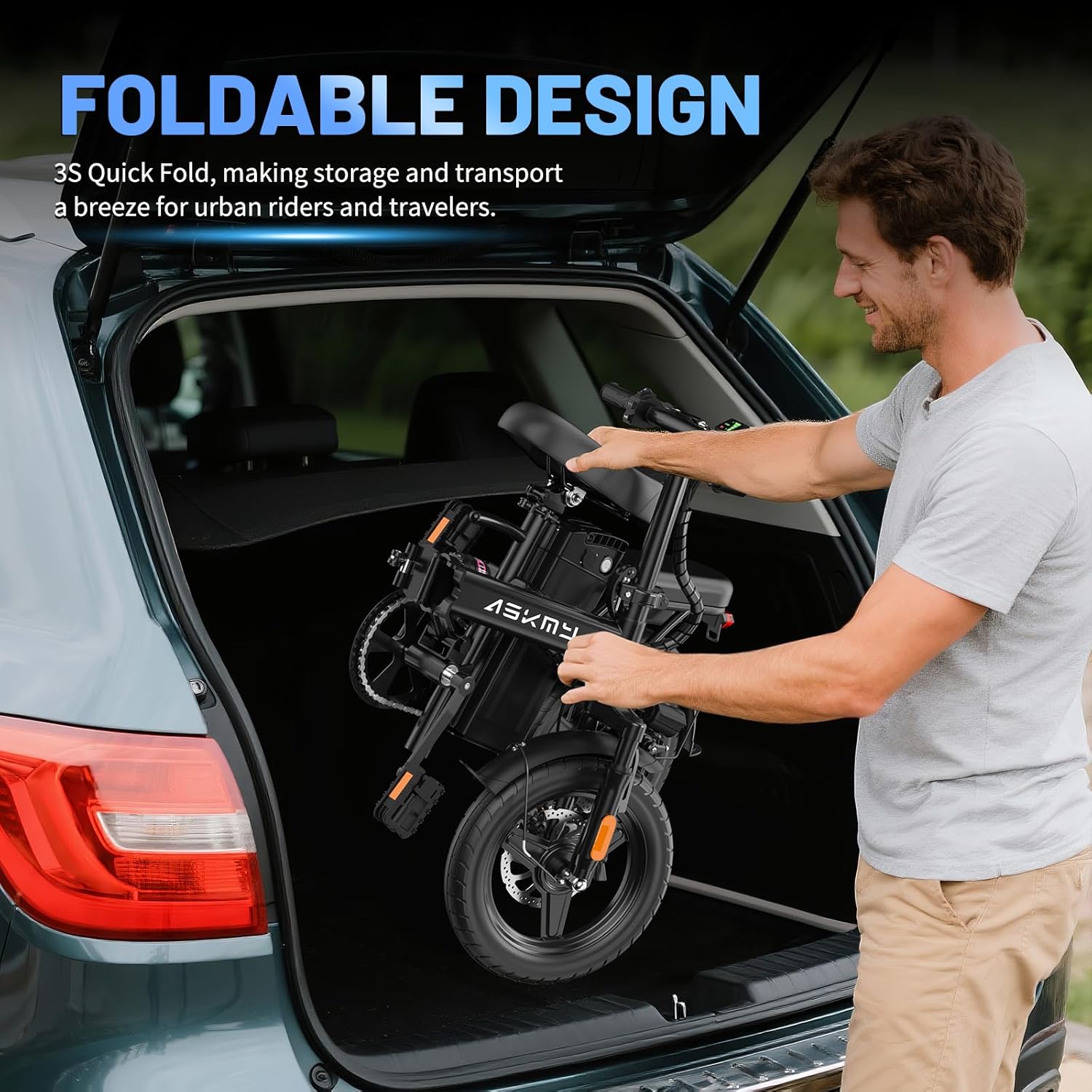 Foldable Electric Bike for Adults and Teens, 740W Peak Motor Ebike with 48V 10AH/20AH Removable Battery, 30-60 Miles PAS Range, 14