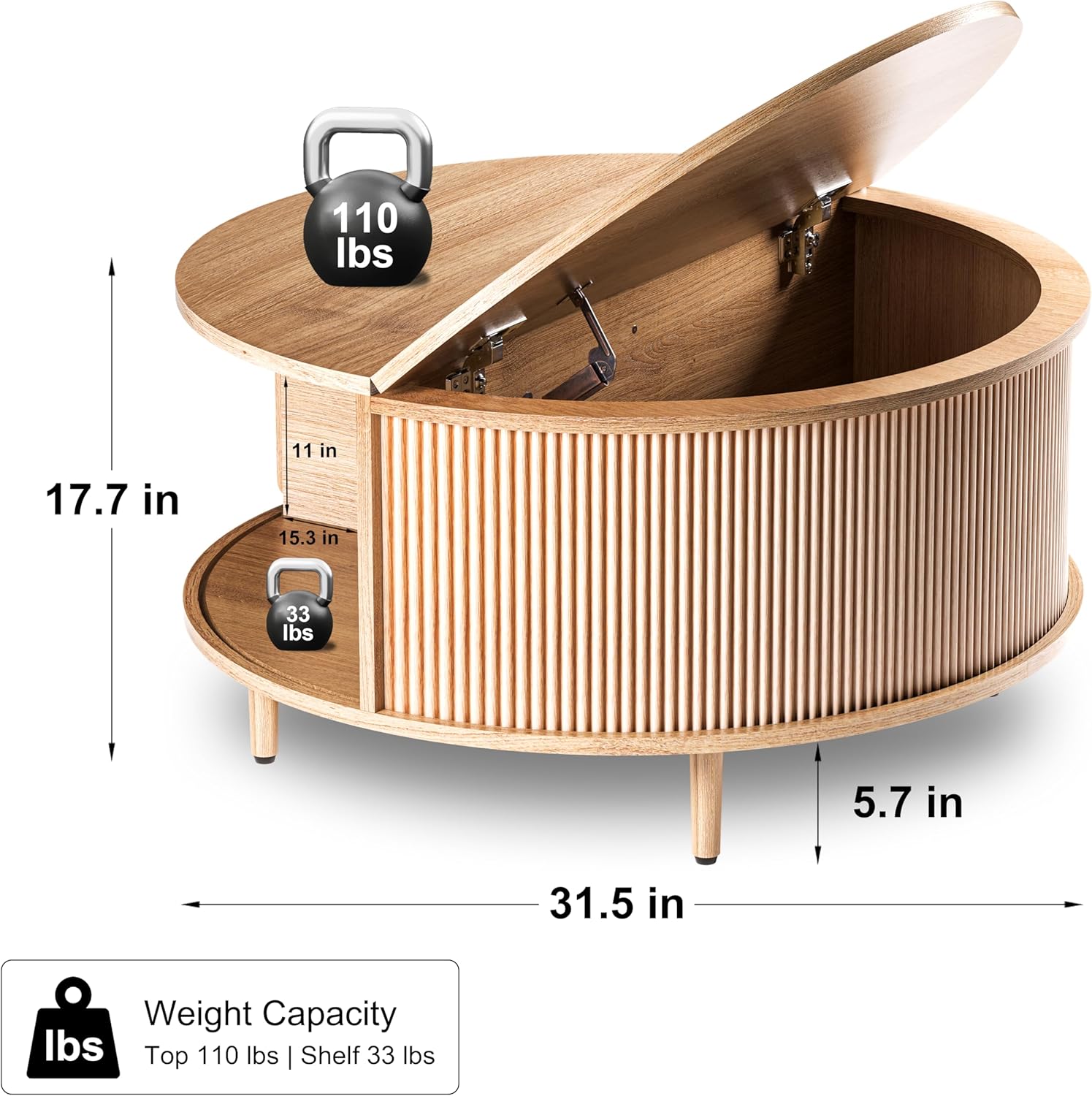 Round Coffee Table, 31.5