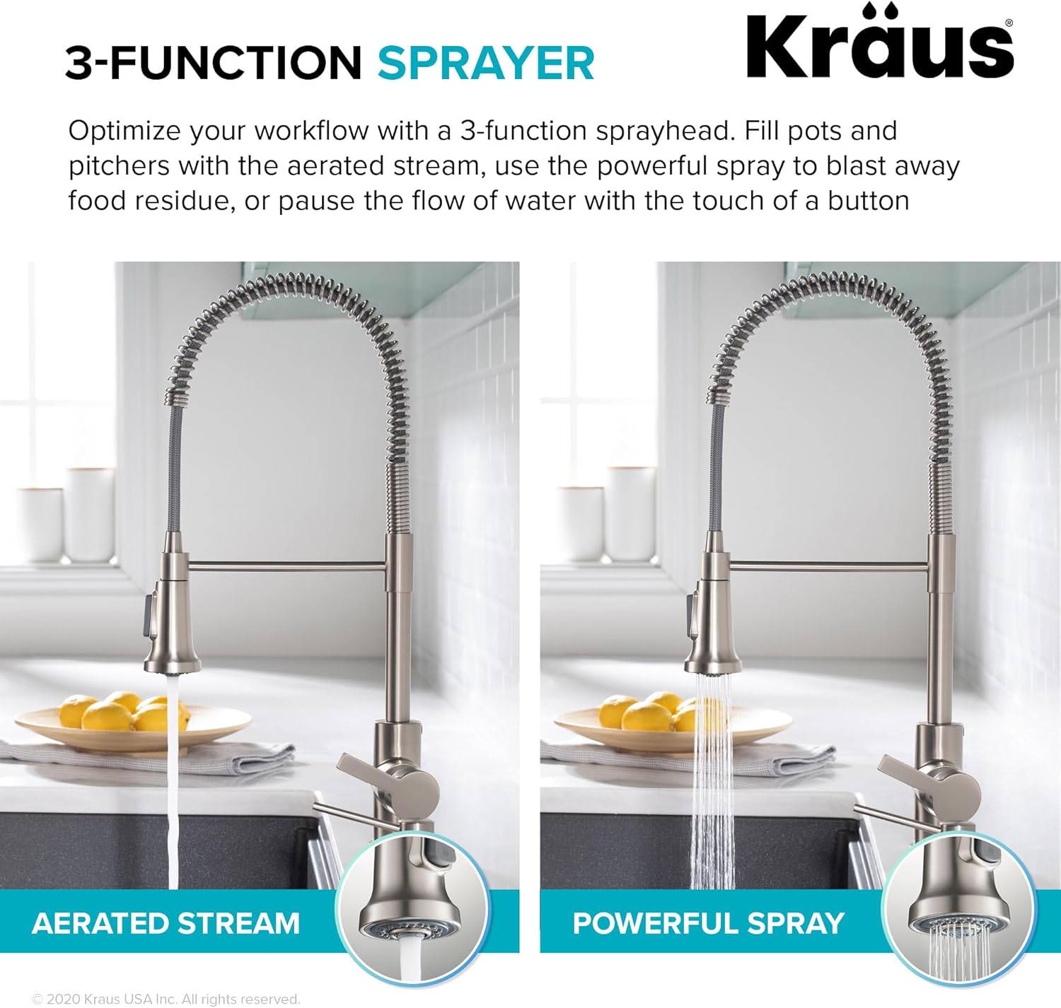 KRAUS Britt 2nd Gen Commercial Style Pull-Down Single Handle Kitchen Faucet in Spot Free Antique Champagne Bronze, KPF-1691SFACB