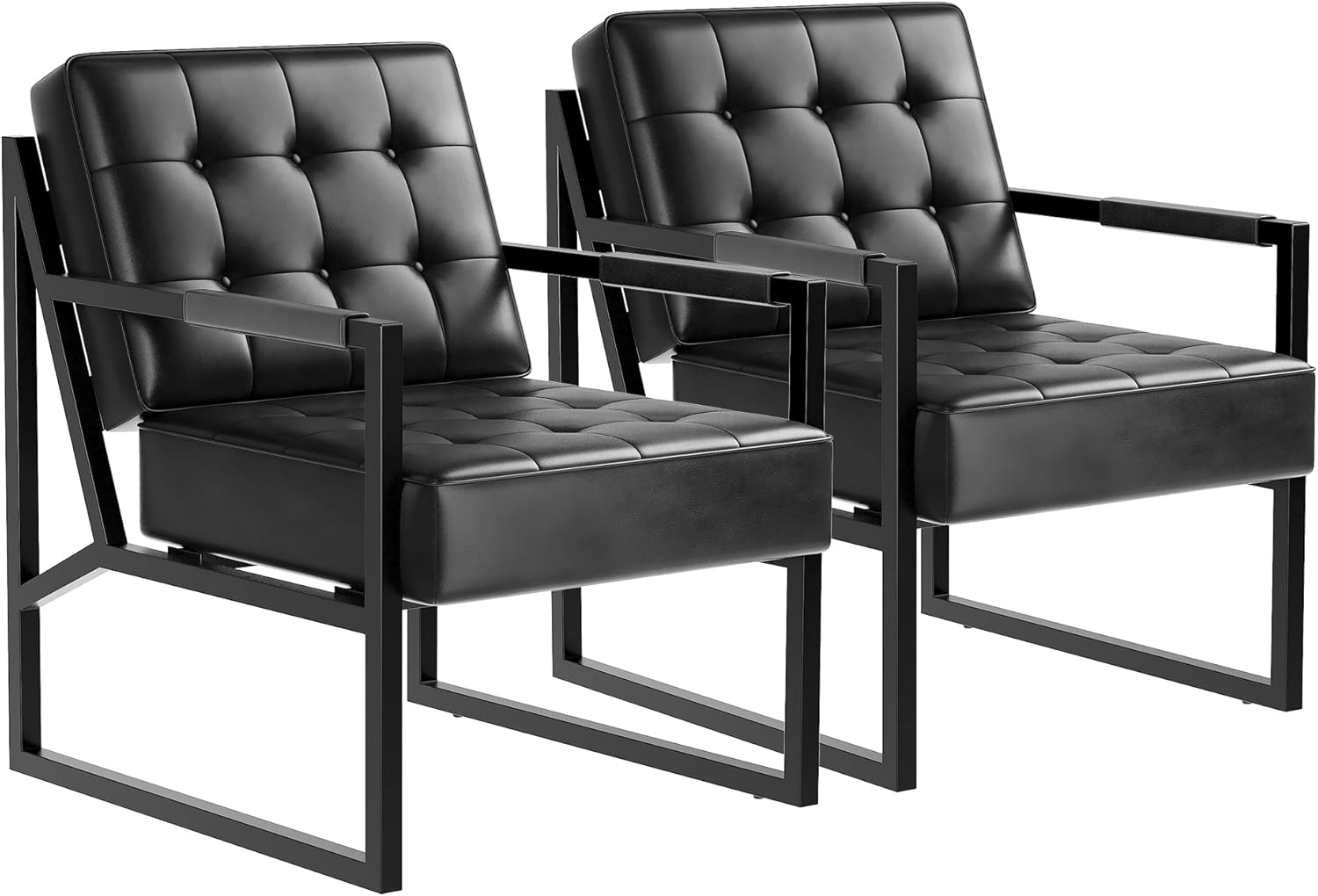 Garvee Accent Chair Set of 2, PU Leather Armchair with Metal Legs, Mid Century, Comfortable and Stylish for Living Room, Bedroom, Reception and Office, Durable Upholstery, Sleek Design