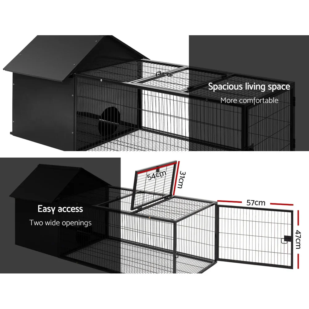 Weatherproof Metal Rabbit Hutch w/ Run & Secure Locks i.Pet