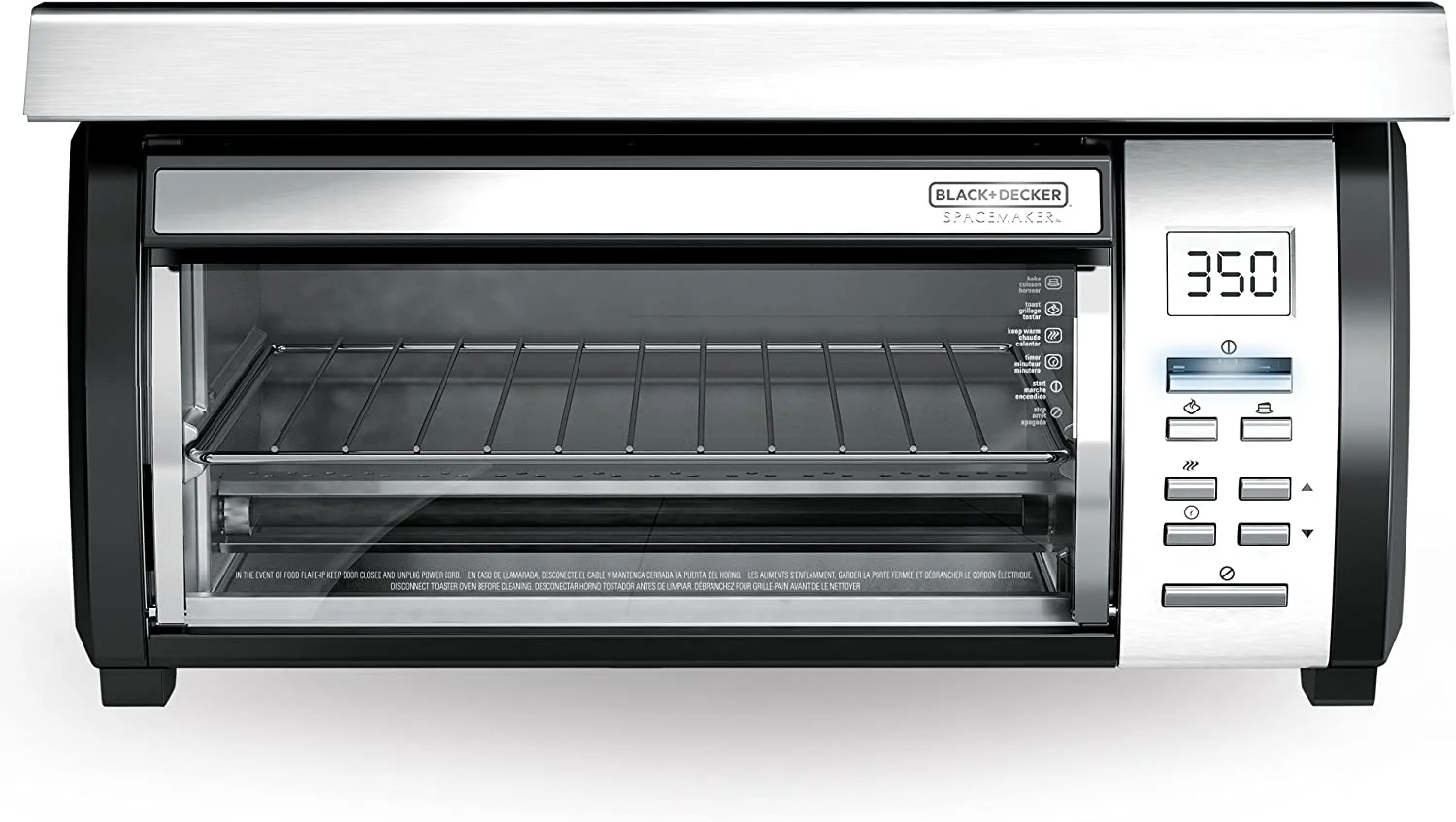BLACK DECKER SpaceMaker Under Counter Toaster Oven, Digital Controls, Black/Stainless Steel, Fits 9′′ Pizza or 4 Slices