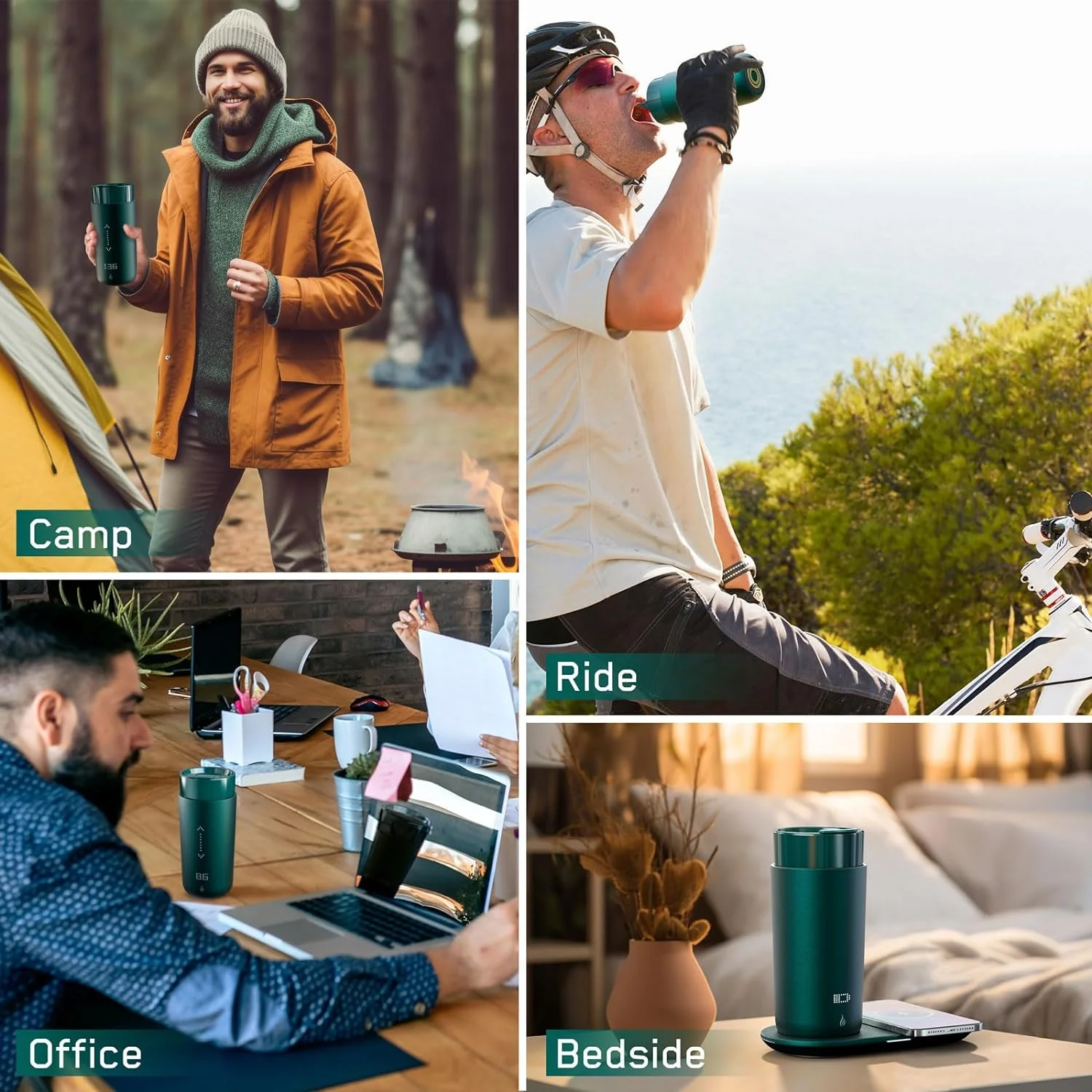 Temperature Control Heated Coffee Mug Smart Self Heating Travel Mug 12 Oz App Controlled Warmer Mug 5 Hour LED Display Keep Coffee Hot All Day up to 149℉ Fast Wireless Charger Base Black2.0