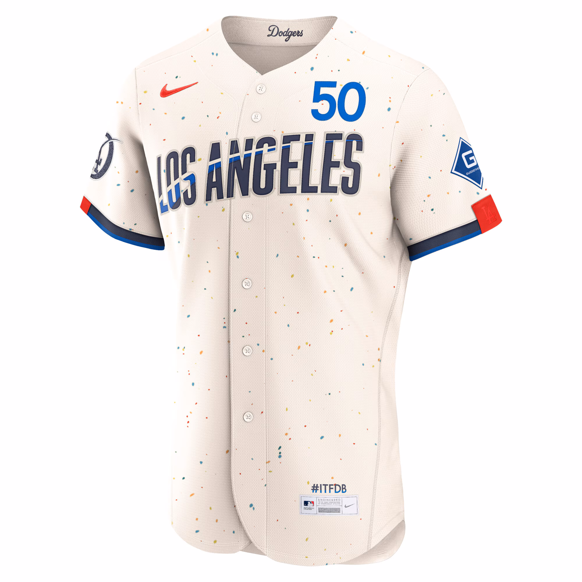Mookie Betts Los Angeles Dodgers Nike City Connect Authentic Sponsor Patch Jersey - Cream