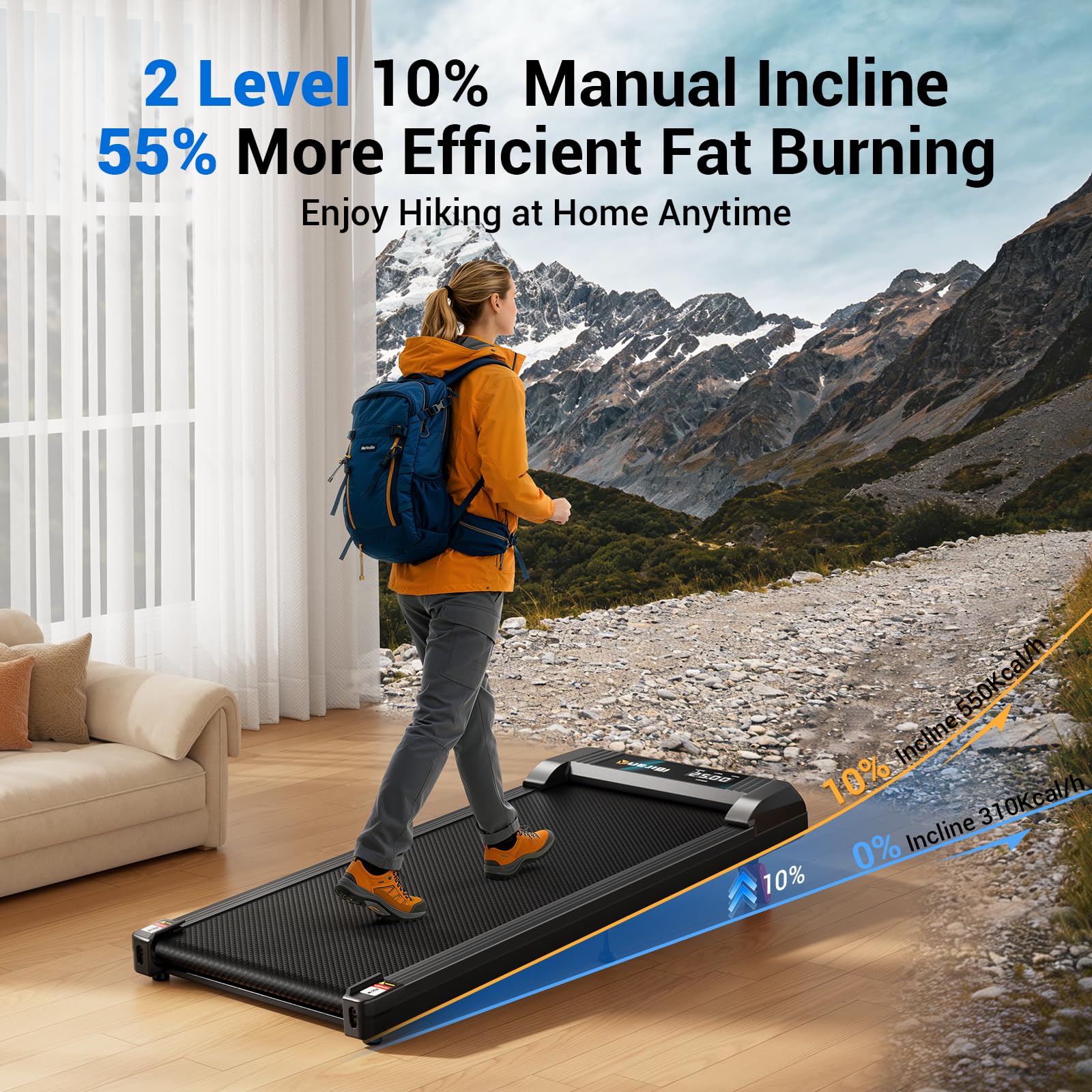 YUEJIQI Walking Pad Treadmill for Home Office with Incline