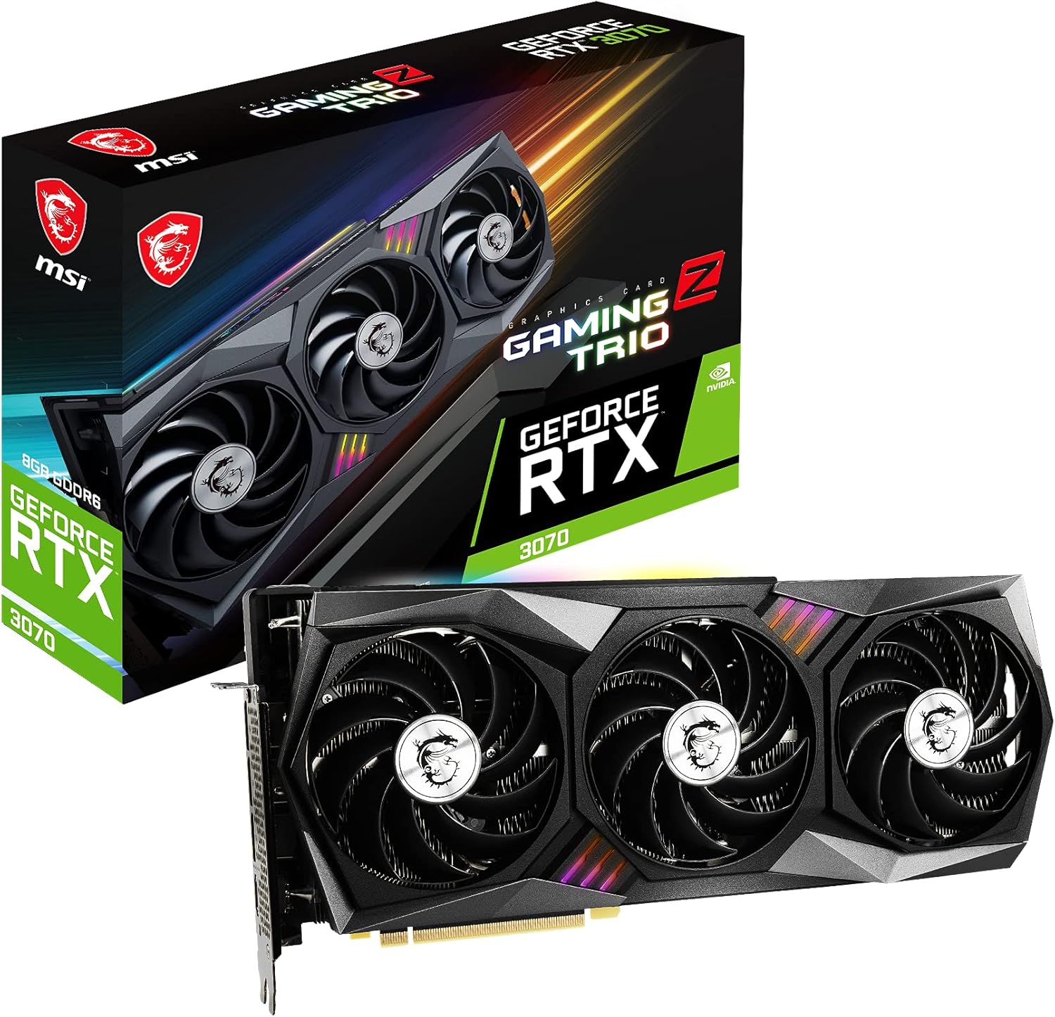 msi Gaming GeForce RTX 3070 LHR 8GB GDRR6 256-Bit HDMI/DP Nvlink Torx Fan 4 RGB Ampere Architecture OC Graphics Card (RTX 3070 Gaming Z Trio 8G LHR) (Renewed)